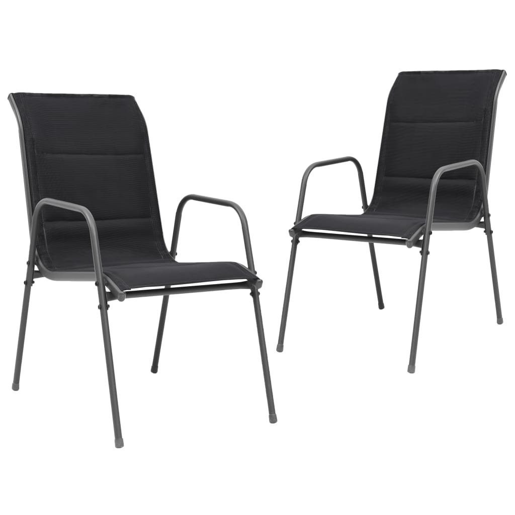 vidaXL Gartenstuhl Stapelbare Gartenstühle 2 Stk. Stahl und Textilene Schwarz (2 St) | Stühle