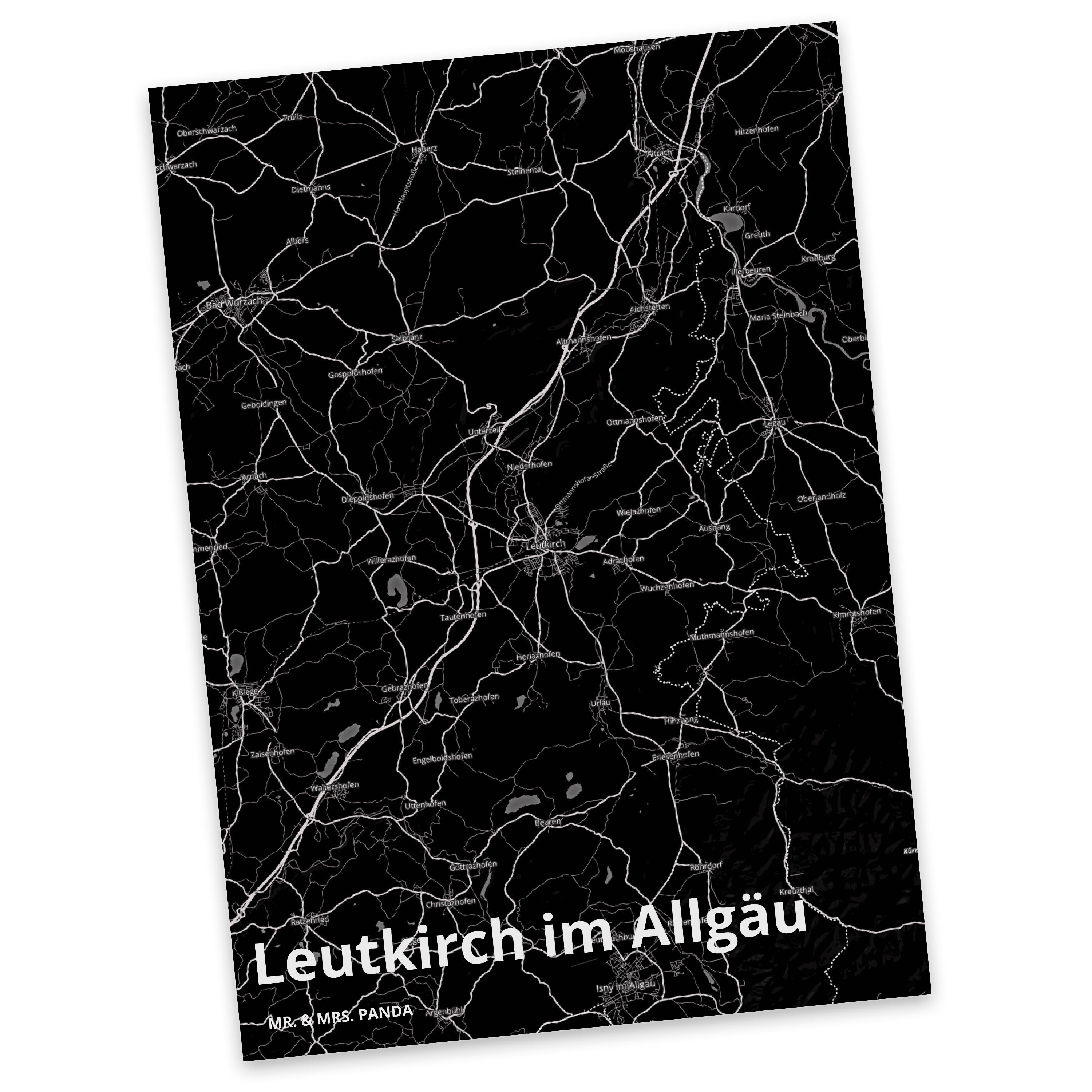 Mr. & Mrs. Panda Postkarte Leutkirch im Allgäu - Geschenk, Stadt Dorf Karte Landkarte Map Stadtp