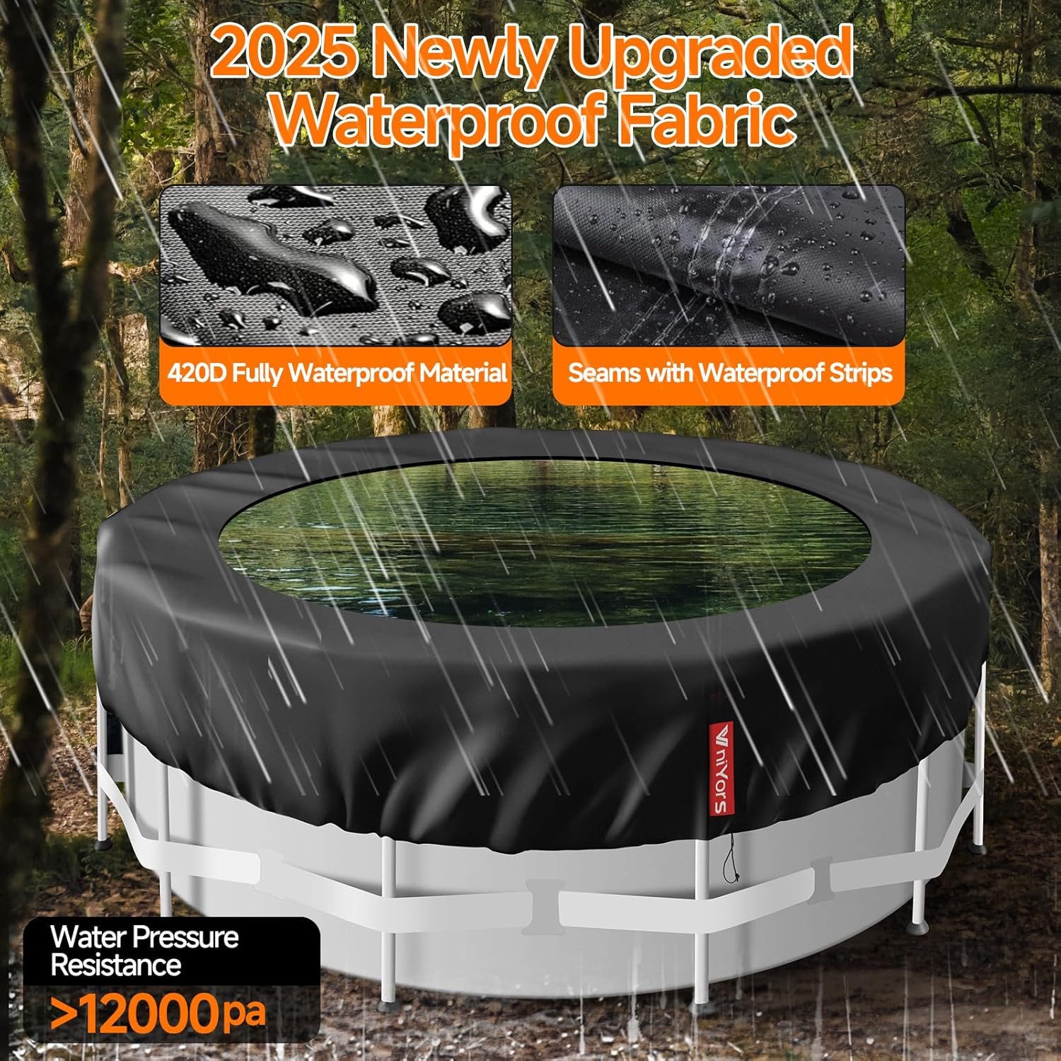 FELIXLEO Pool-Abdeckplane Poolabdeckung Rund 366 cm 420D Wasserdicht UV Schutz Winter