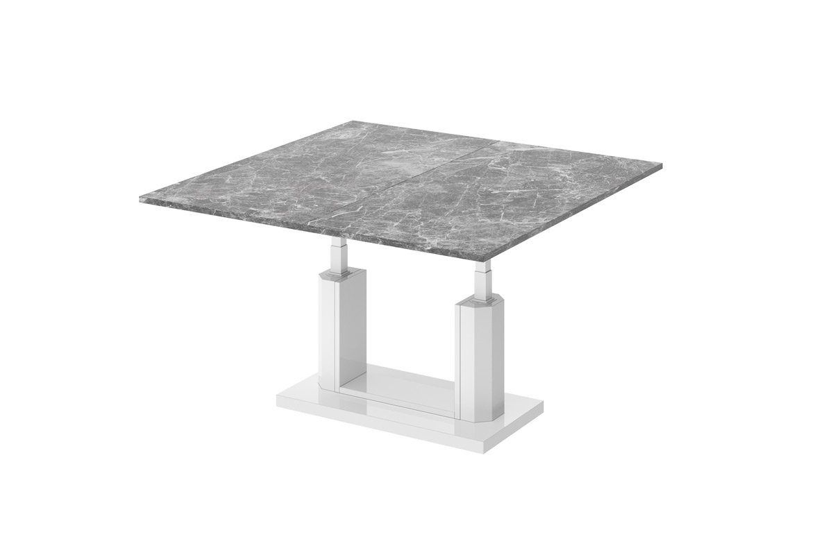 designimpex Couchtisch Design Marmor stufenlos HAC-111 aufklappbar dunkel Hochglanz Tisch - Weiß höhenverstellbar Hochglanz Couchtisch