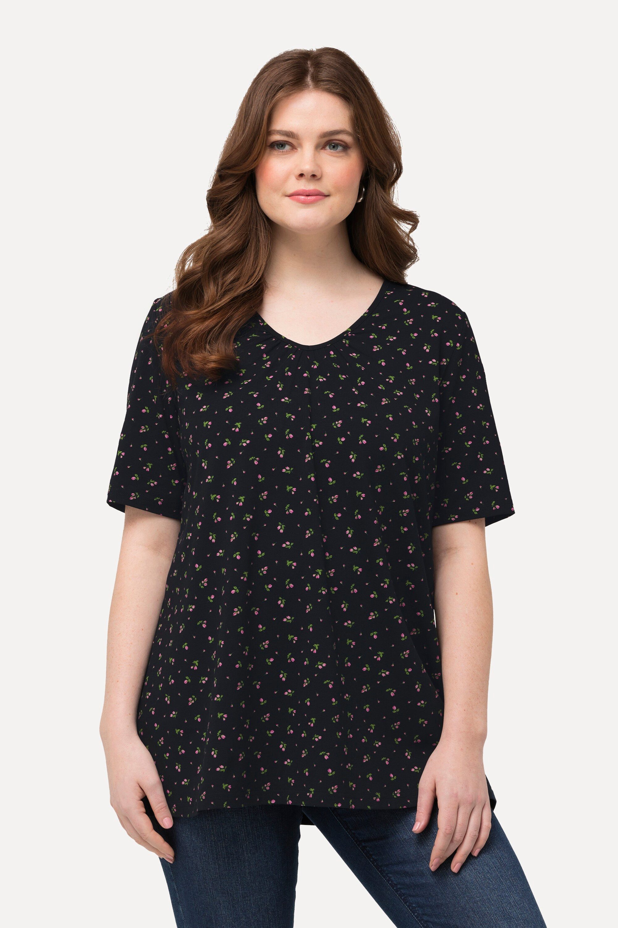 Ulla Popken T-Shirt Trachten-Shirt A-Linie V-Ausschnitt günstig online kaufen