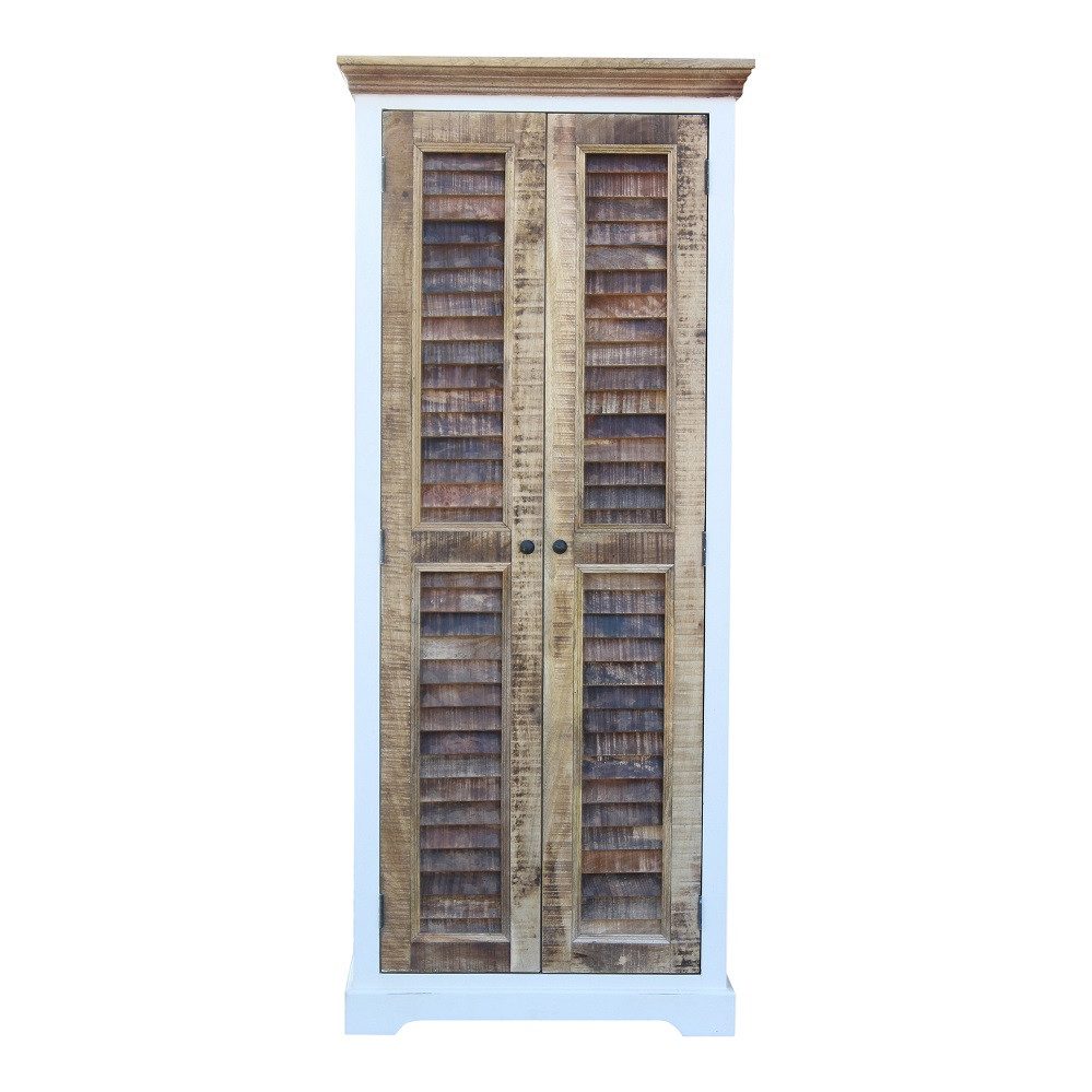 Main Möbel Garderobenschrank Garderobenschrank 80x190cm 'Nizza' Mango weiß natur