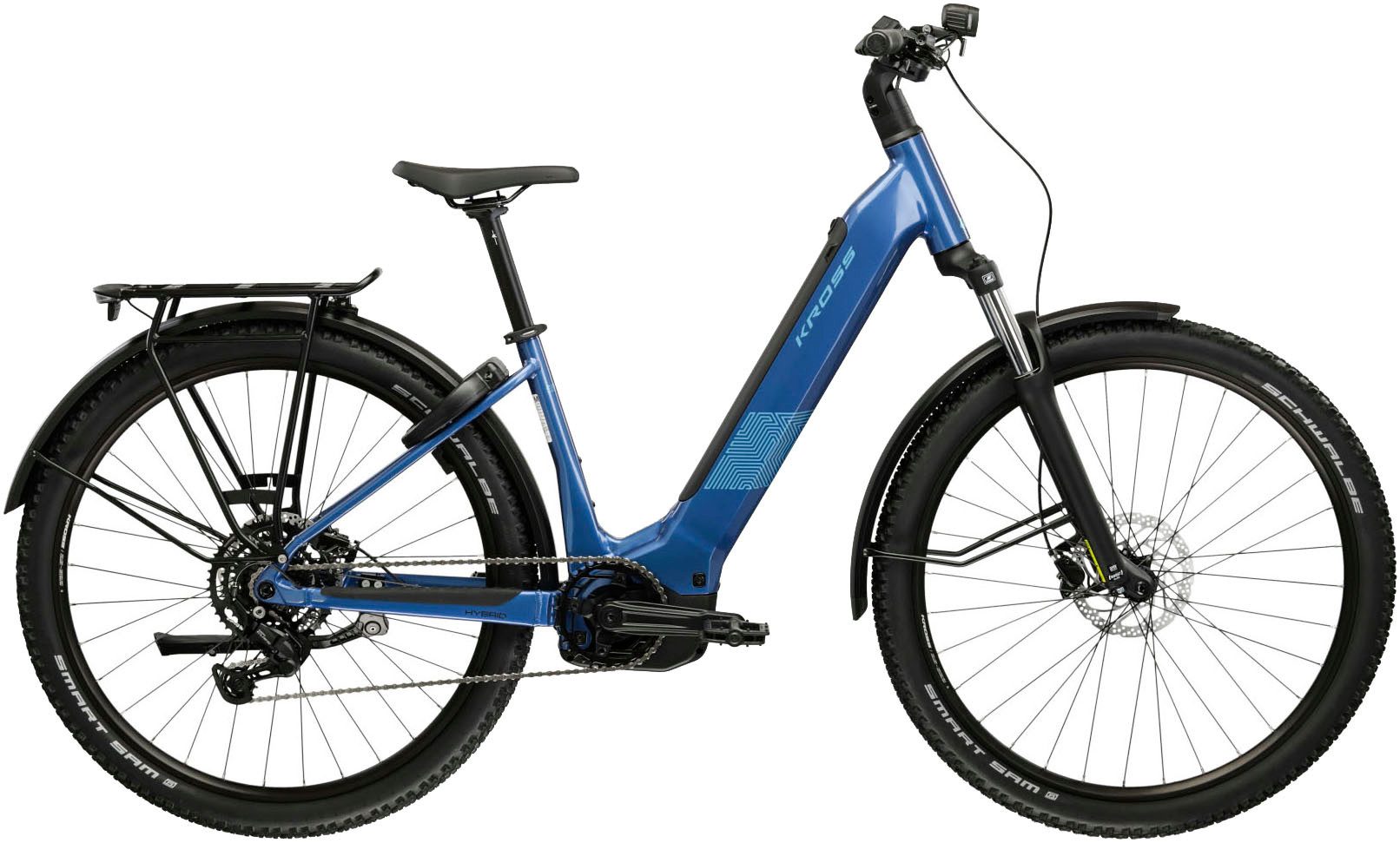 Kross E-Bike ATB Influx Hybrid SUV 2.0 16,7Ah / BOSCH 600 Wh 29" blau 9 Gänge 2026, 9 Gang Shimano CUES U4000 Schaltwerk, Kettenschaltung, Mittelmotor, 600 Wh, BOSCH PERFORMANCE LINE PX 36 V/250 W, Mittelmotor