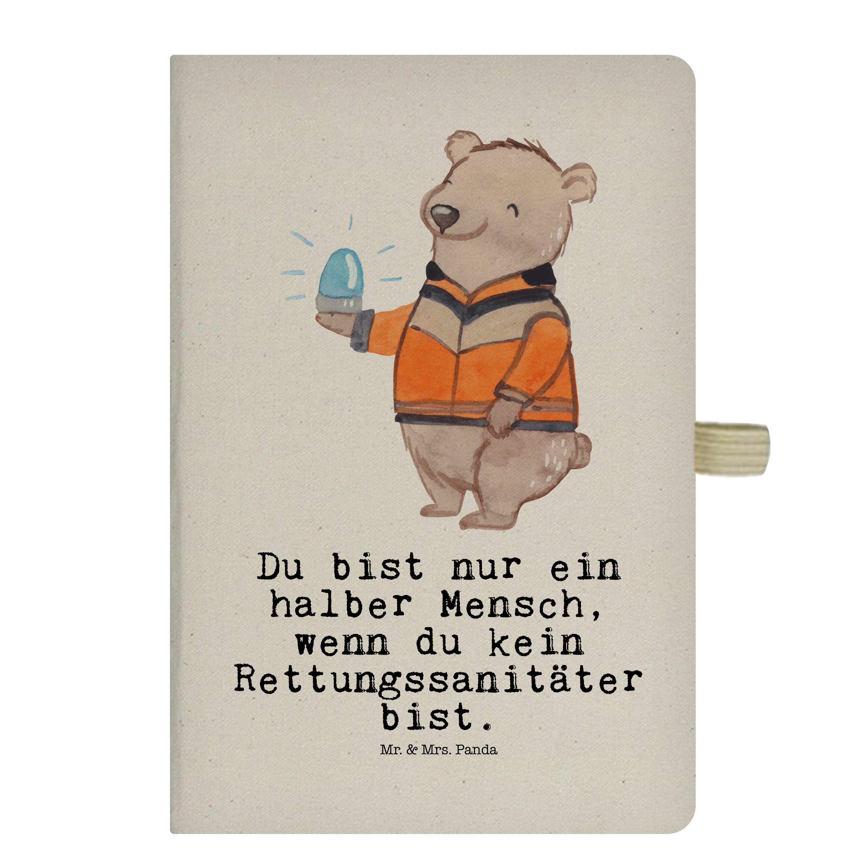 Mr. & Mrs. Panda Notizbuch Rettungssanitäter mit Herz - Transparent - Geschenk, Tagebuch, Notizb Mr. & Mrs. Panda
