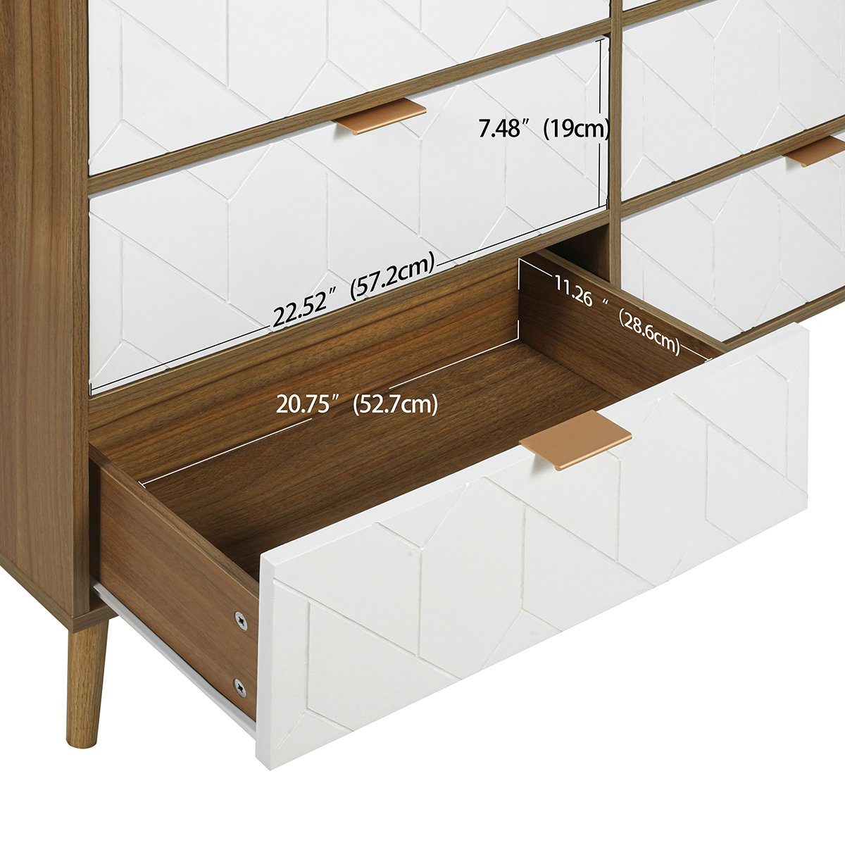 Sideboard (Kommode mit 6 Schubladen), Highboard für Schlafzimmer & alle Wohnräume, 120x39.5x80.5cm