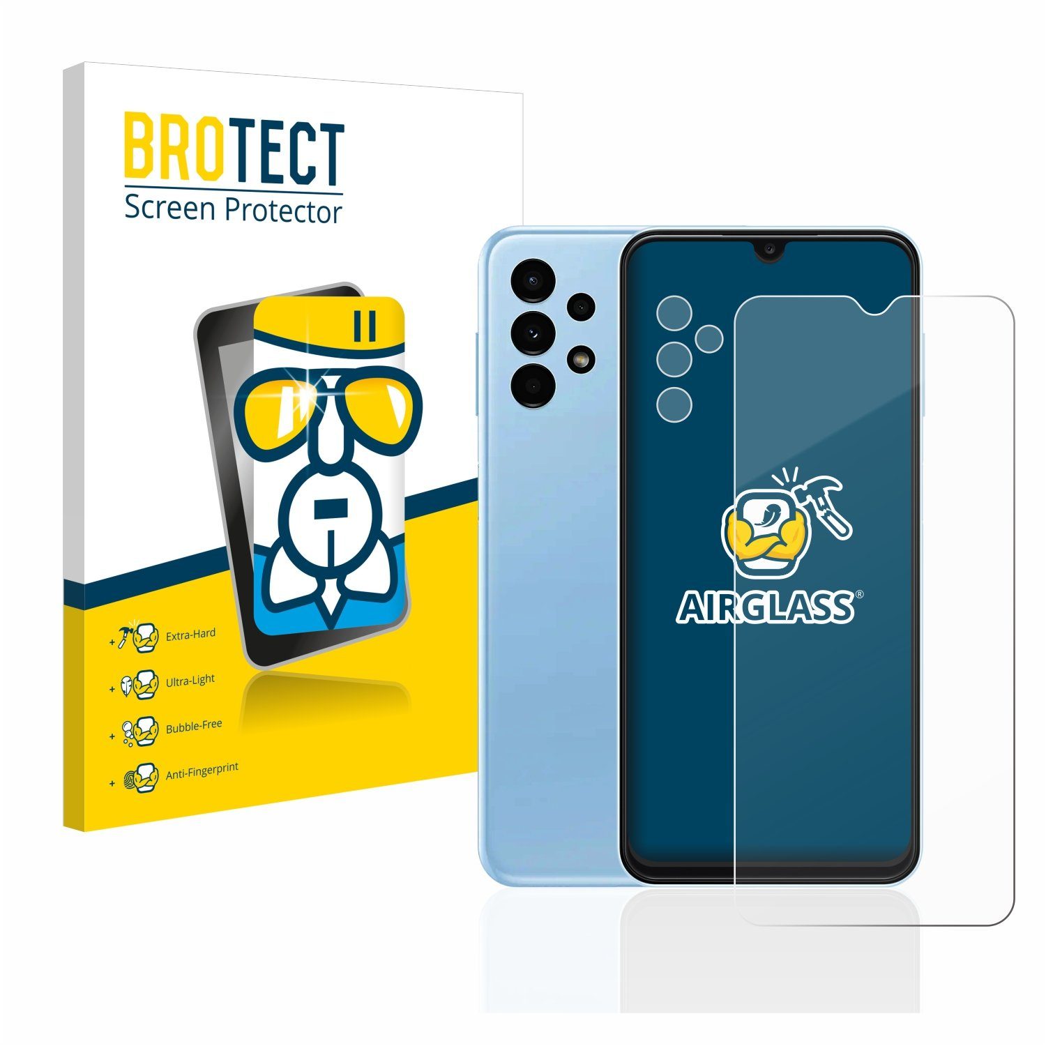 BROTECT Displayschutzglas Folie für Samsung Galaxy A13 (Display+Kamera), Schutzfolie Glas Panzer Display Schutz klar