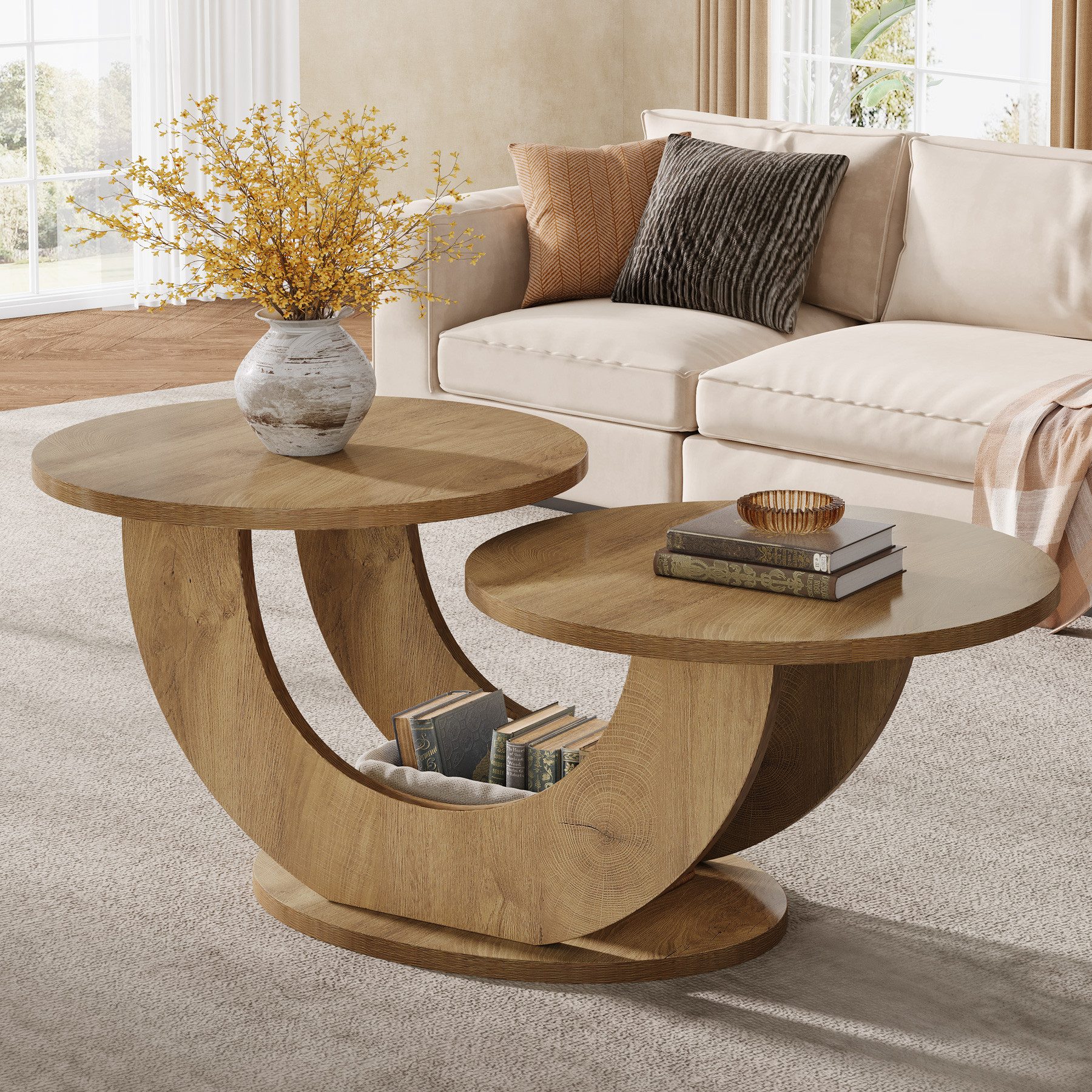 Tribesigns Couchtisch 2-Tier Runde Couchtisch mit günstig online kaufen