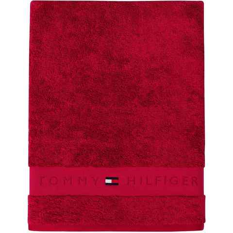 Tommy Hilfiger Badetuch Frottee Uni, Walkfrottee (1-St), mit Tommy Flagge