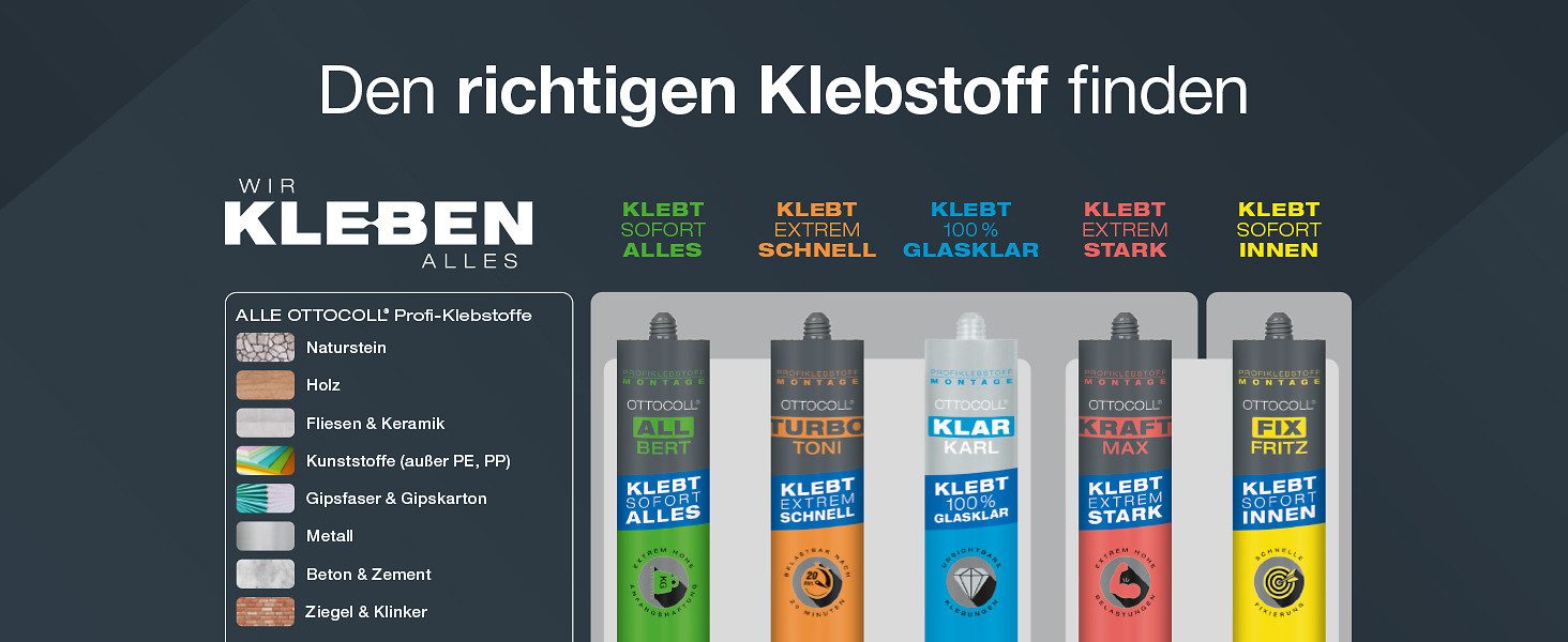 OTTO-Chemie Klebstoff Ottocoll Allbert 290ml - Der ultrastarke Universal-Klebstoff, Extrem hohe Anfangshaftung, Zertifiziert für den Trockenbau