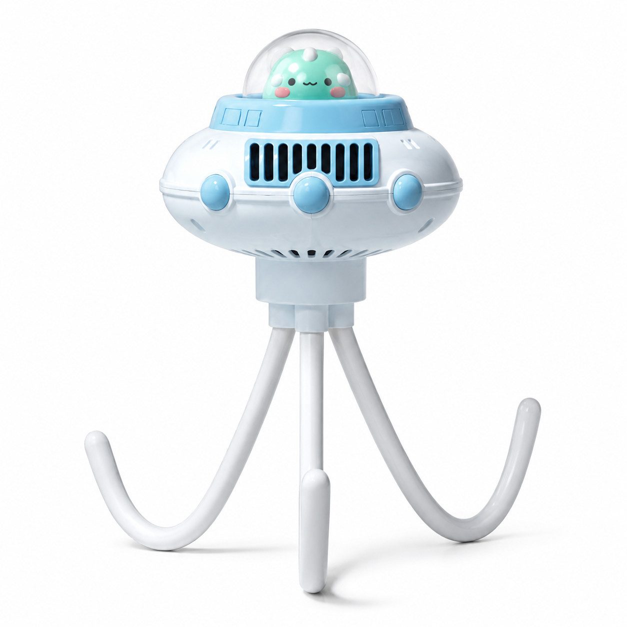 Lisabonde Akku-Ventilator Baby-Ventilator leise für Kinderwagen, USB Akku Mini-Lüfter, 10,8 cm Durchmesser, biegsamer Octopus-Halter, blattloses Design für Babysicherheit