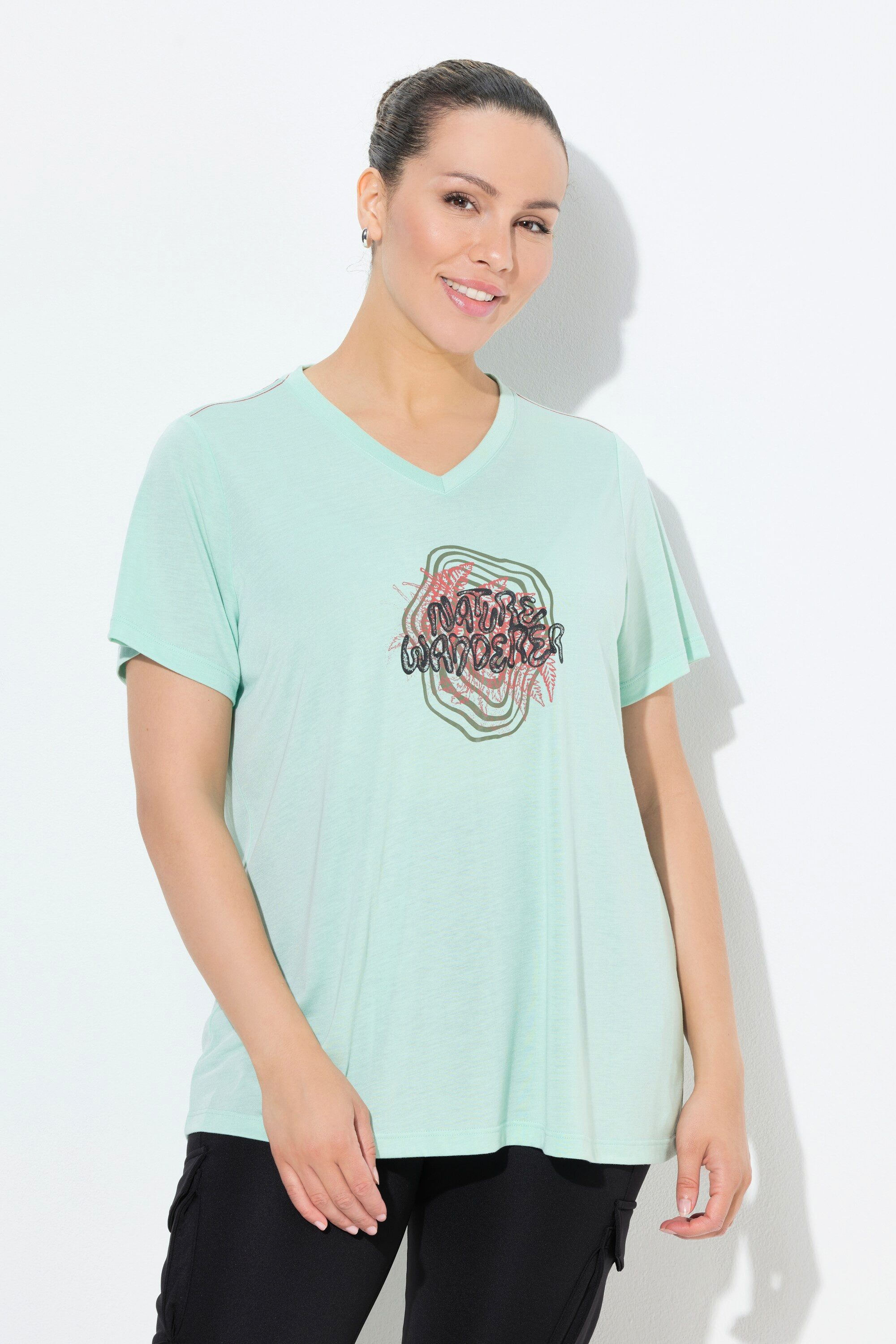 Ulla Popken T-Shirt Funktionsshirt antibakteriell V-Ausschnitt