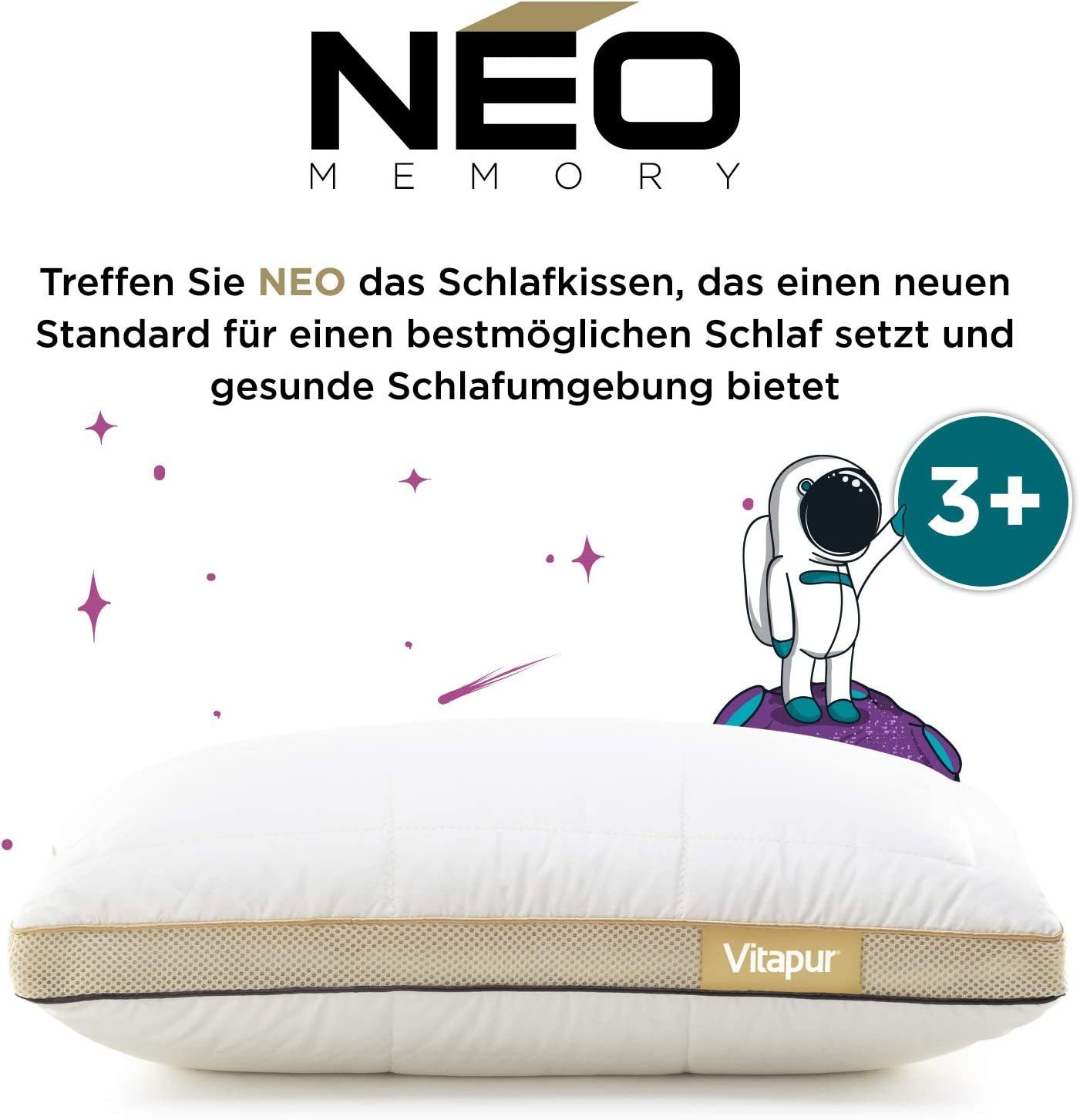 Vitapur Schlafkissen NEO Kinderkopfkissen 40x60cm für den Kinderschlaf günstig online kaufen