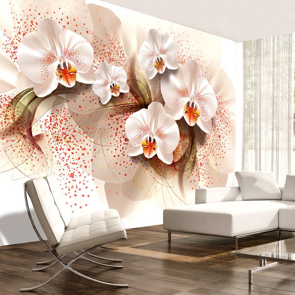 lichtbeständige orchids Vliestapete KUNSTLOFT Design yellow 3x2.1 Tapete halb-matt, m, Pale