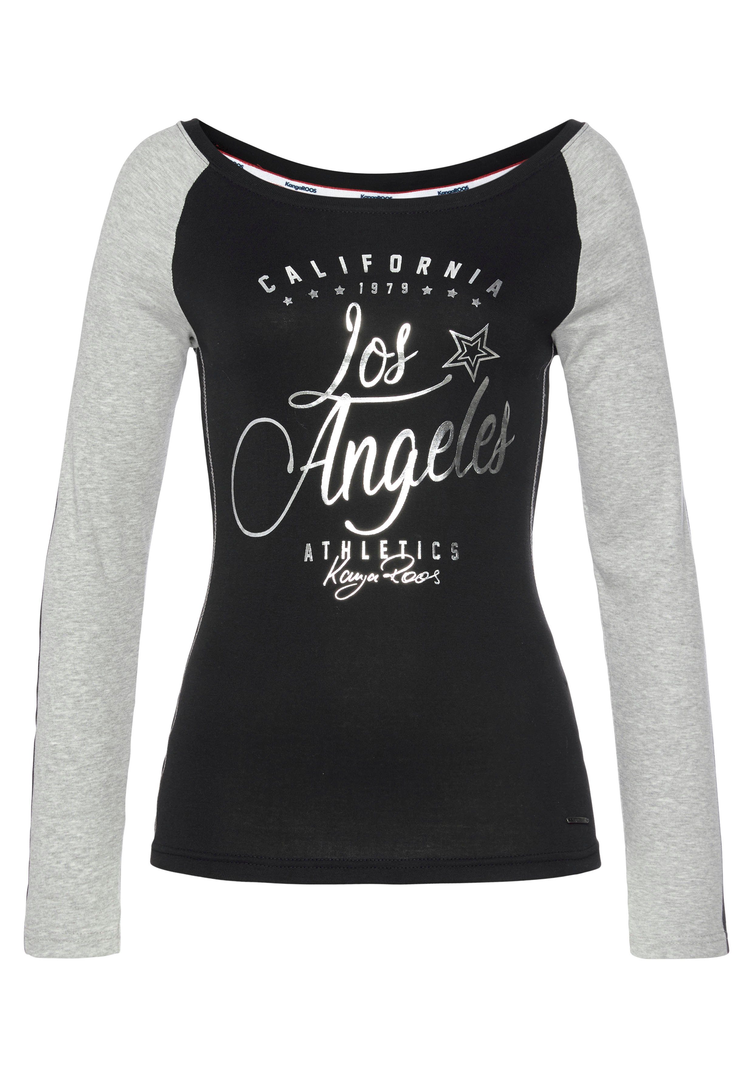 KangaROOS Longsleeve Langarm, sehr figurbetonte Passform, mit glänzendem Metallic-Druck. Reduzierter Preis € 32,99. Unverbindliche Preisempfehlung € 43,99