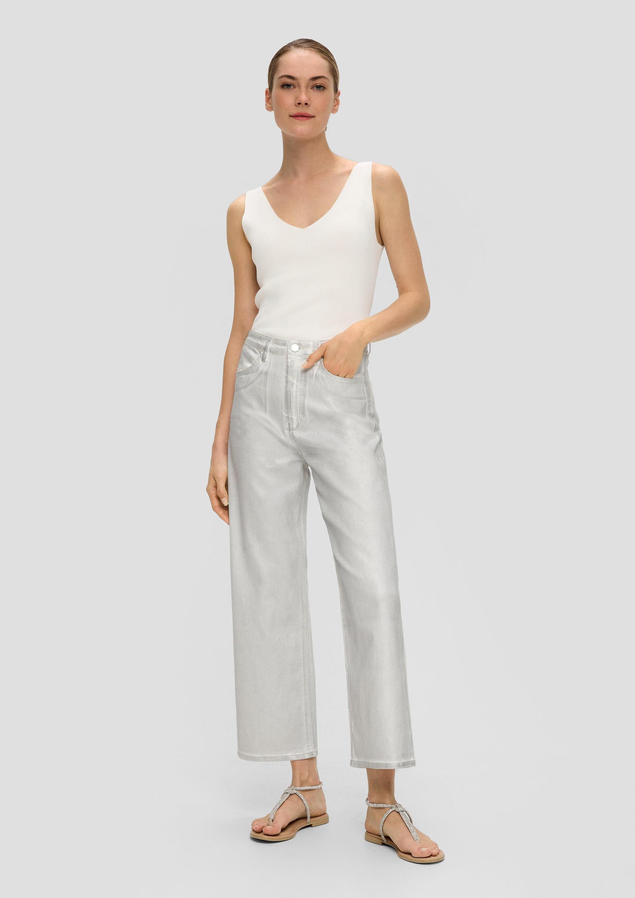 s.Oliver Weite Jeans Jeans-Hose SURI Cropped-Jeans Suri / High Rise / Wide Leg / aus Foil Coated Denim