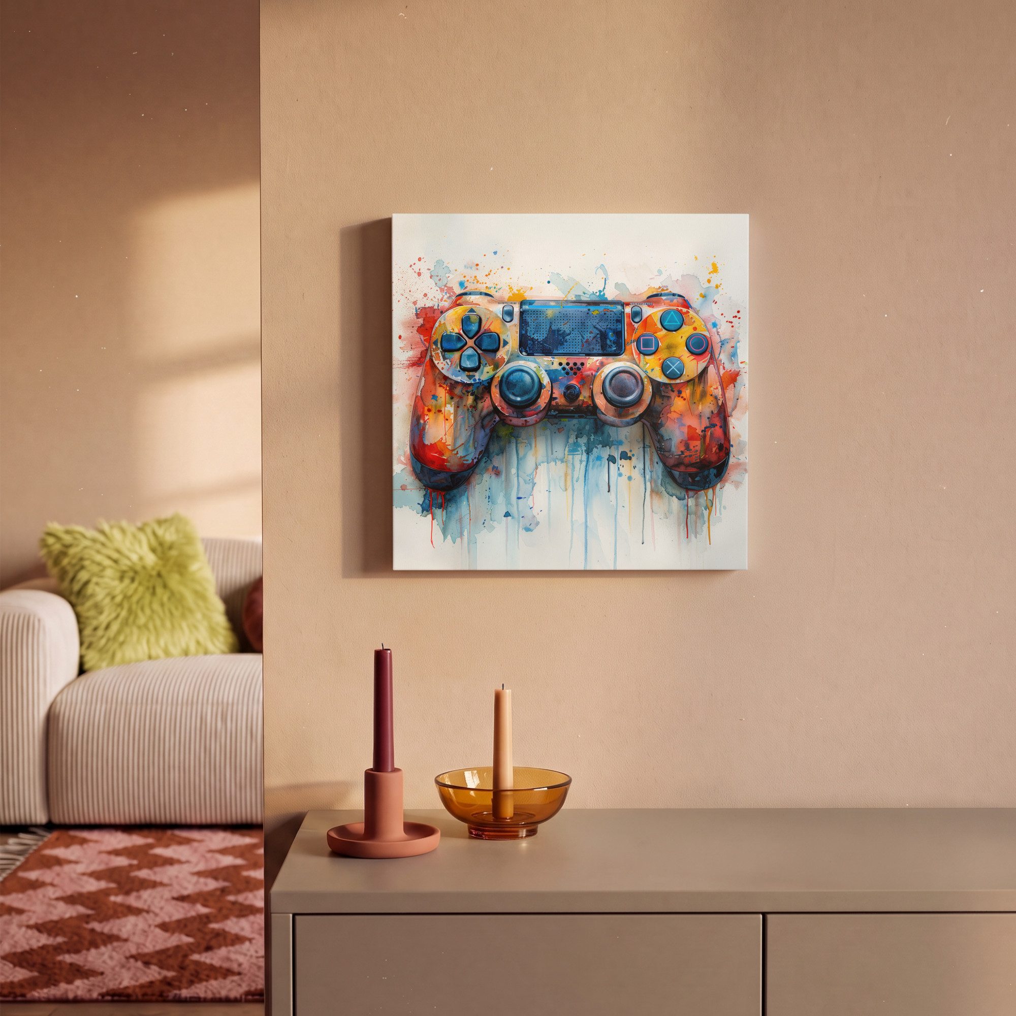 OneMillionCanvasses® Leinwandbild Kinder- en tiener kamer - Gaming - Game controller, Fotodruck (1 St), Leinwand Bilder Klein, Wand Dekoration Aesthetic 30x20 c – Bild 2 von 5