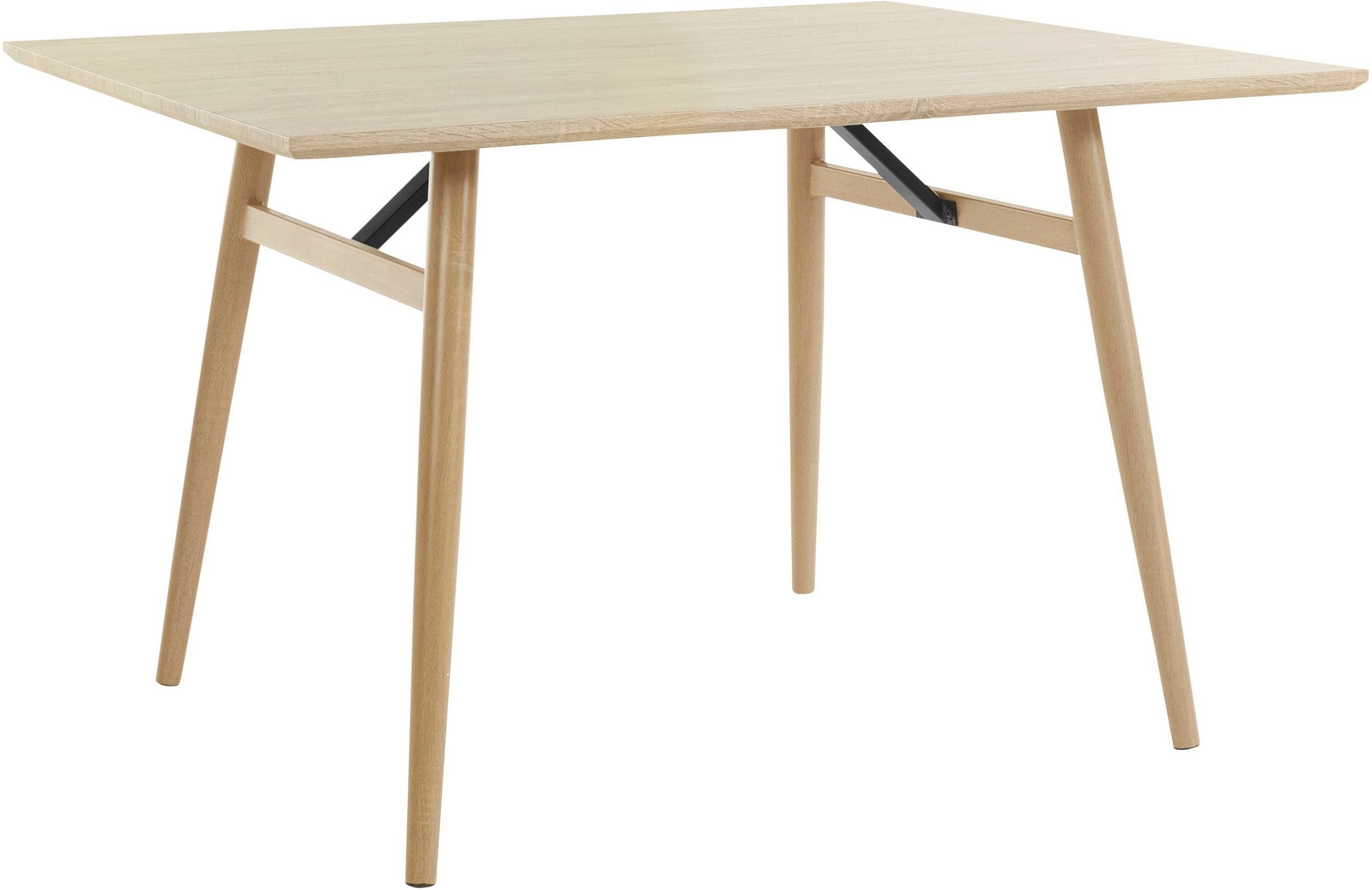 loft24 Esstisch Henrik - Esszimmertisch Küchentisch Tisch Speisetisch, im Skandinavischen Look mit Wildeiche Holzoptik, Metallgestell