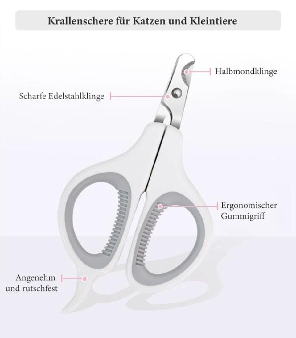 6-teiliges Set Krallenschere Für Katzen & Hunde Mit Schutz – Nagelschere Mit Feile, Für Kleine Haustiere