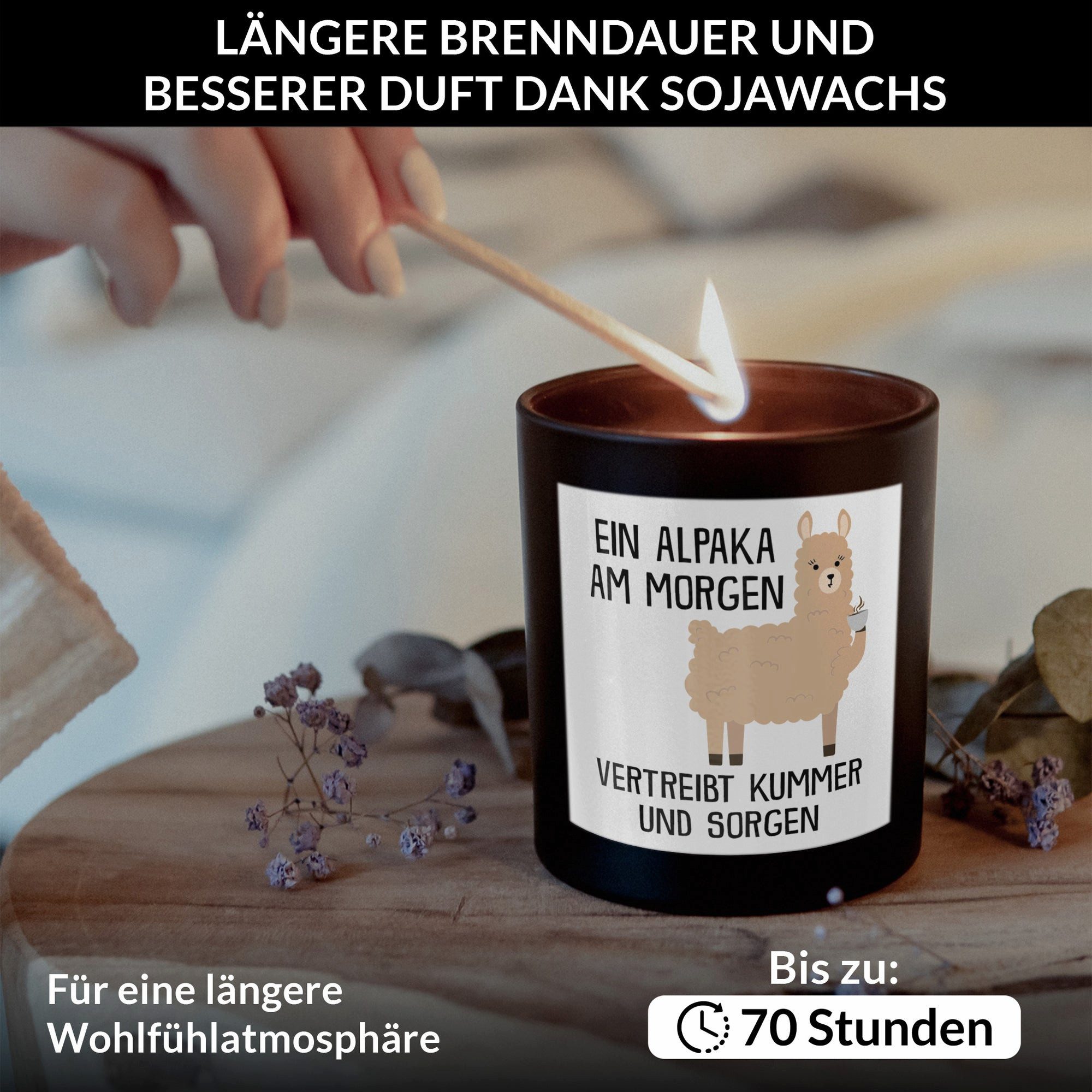 22Feels Duftkerze Deko Alpaka Lustig Süß Tier Geschenk Frauen Männer Couch Humor, MADE IN GERMANY, Europäisches Sojawachs, Handgegossen – Bild 3 von 5