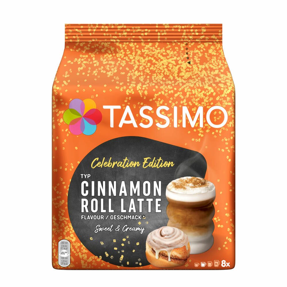 TASSIMO Kaffee Cinnamon Roll Latte, 16 T-Discs / 8 Portionen