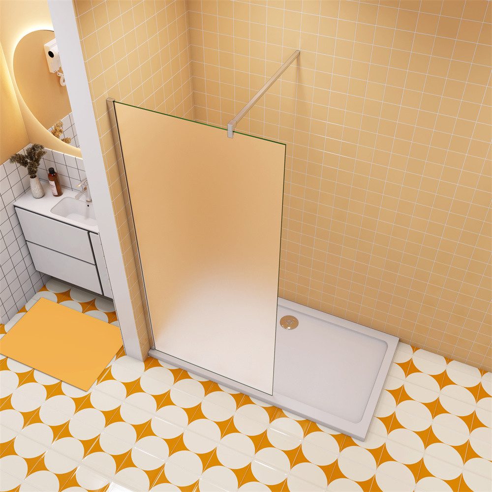 Duschparadies Duschwand 10mm Milchglas Glaswand Walk in Dusche mit günstig online kaufen