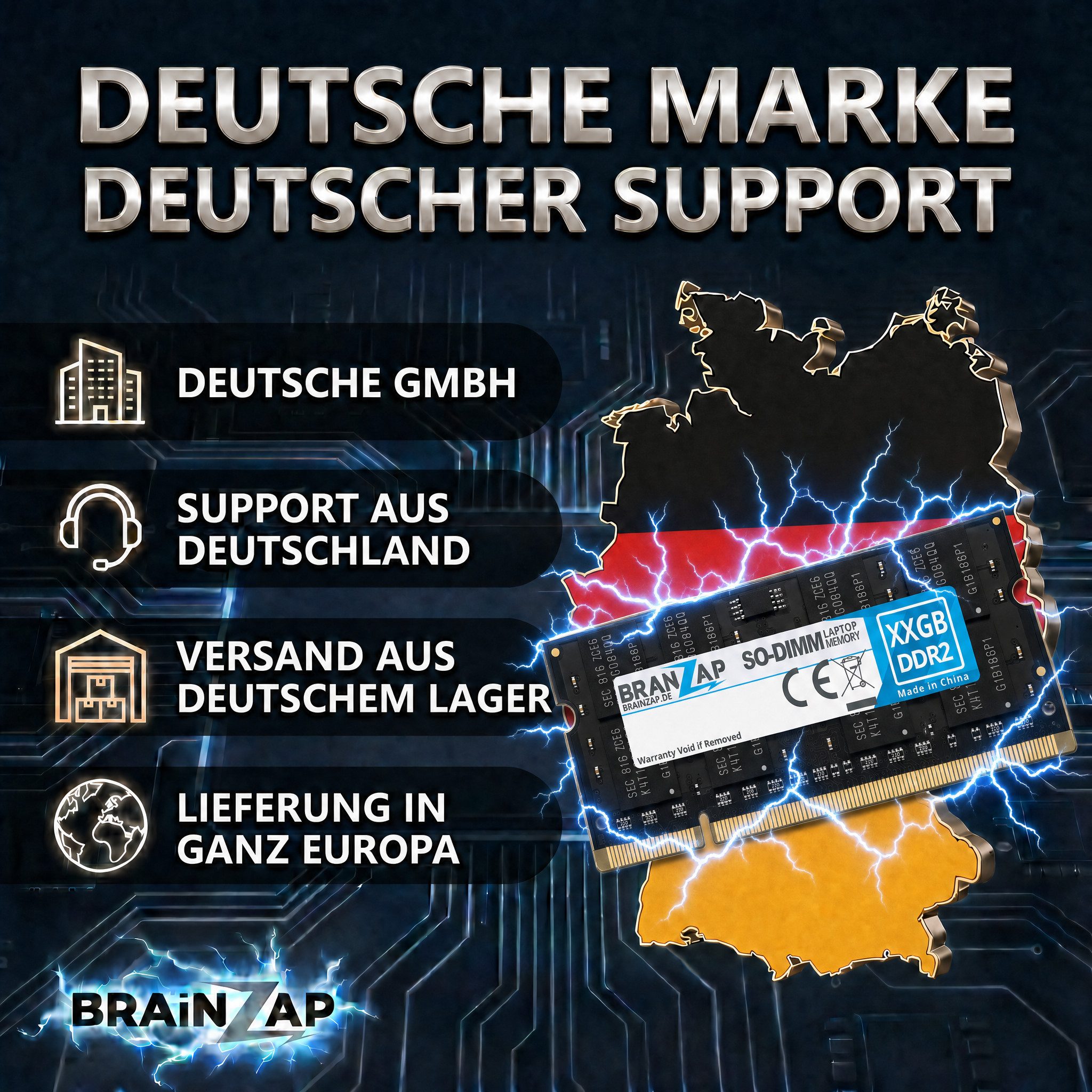 BRAINZAP 8GB (2x 4GB) RAM PC2-6400S SO-DIMM Laptop-Arbeitsspeicher (800 MHz, CL6, 2Rx8, Non-ECC, Unbuffered, für Notebooks - Intel und AMD)