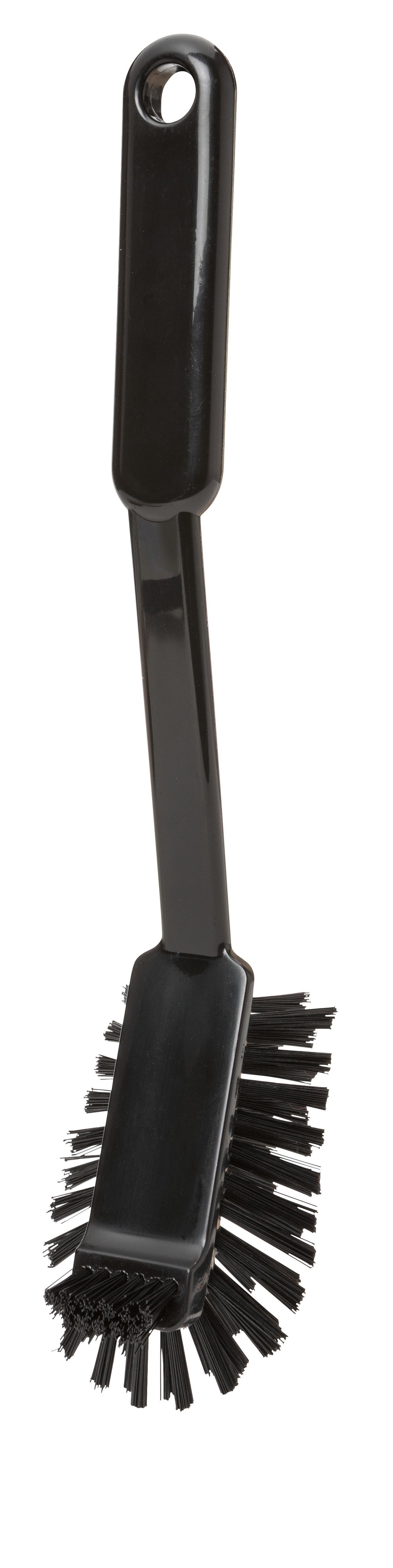 haug bürsten Reinigungsbürste "die sanfte" Kratzbürste mit Doppeleffekt Schwarz - Nylon 6.6 Borsten, ideal für Teflonpfannen und mehr - HACCP-konform - Made in Germany