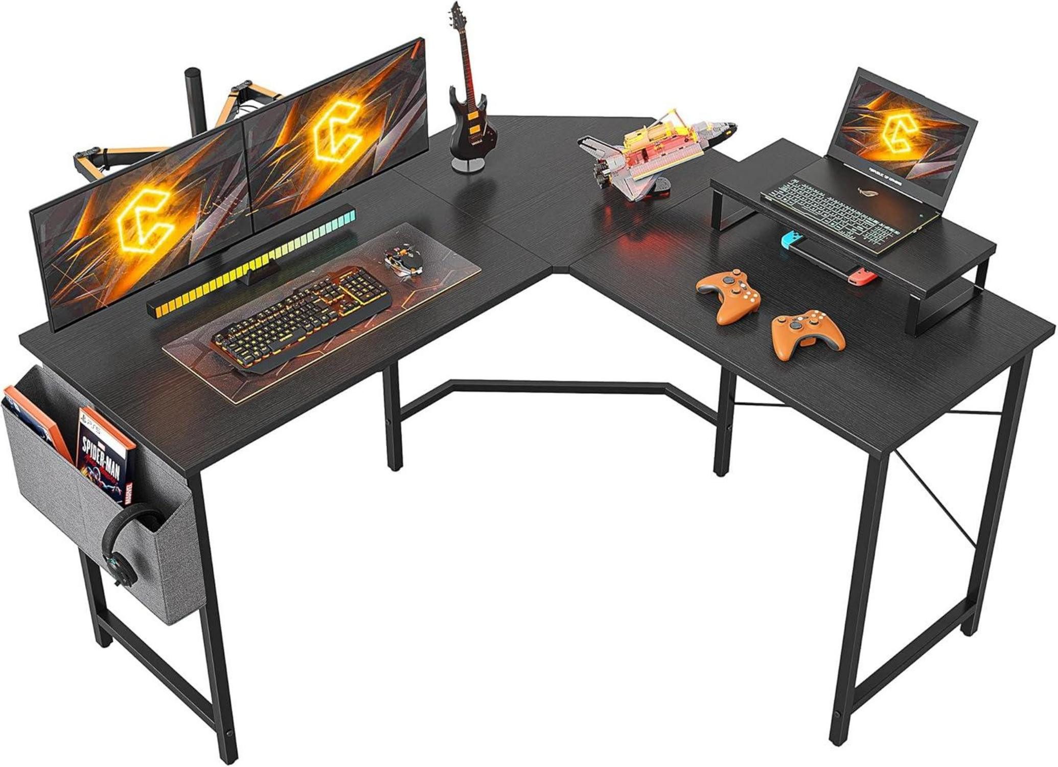 Eckschreibtisch Gaming Tisch Eckschreibtisch 120x120cm mit Monitorständer Schwarz