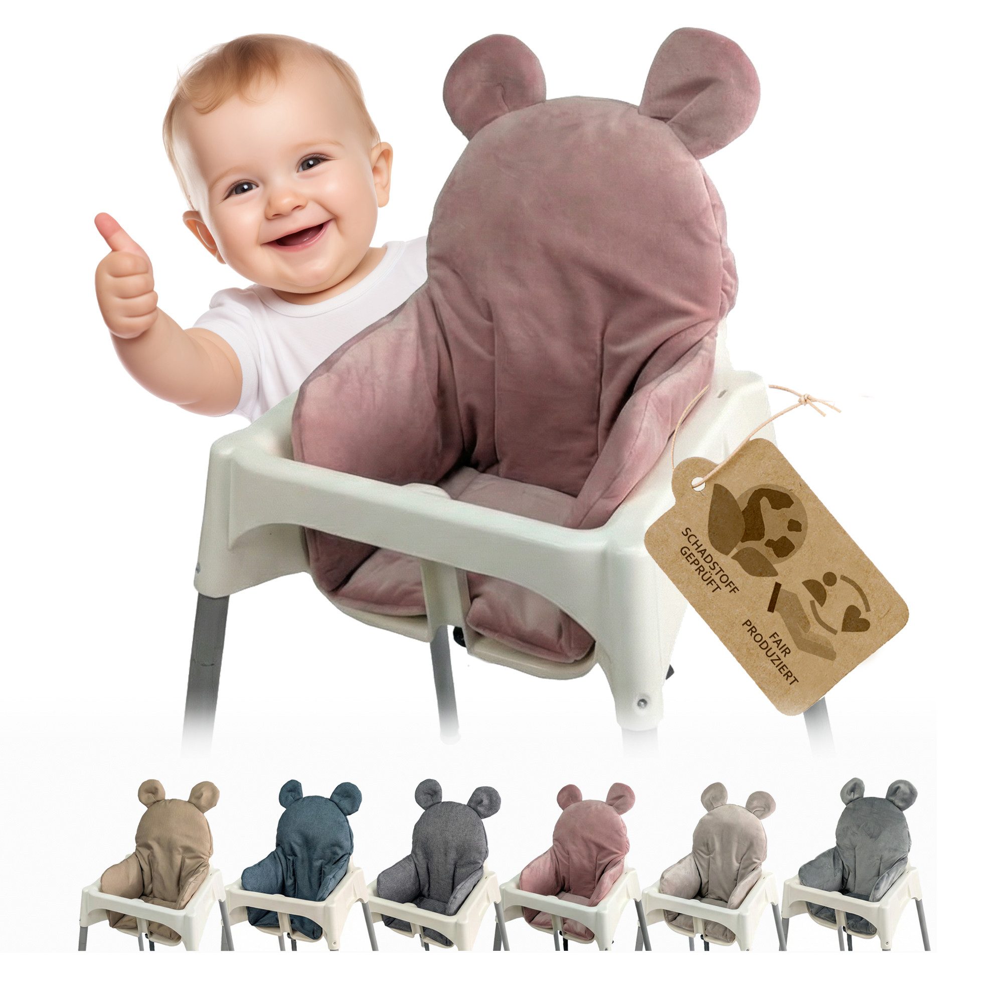 BambiniWelt by Rafael K. Hochstuhlauflage Sitzbezug Kissen Ersatzbezug kompatibel mit Ikea Hochstuhl Antilop M2, weich, waschbar, langlebig