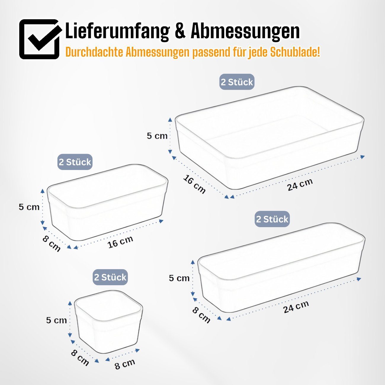 Engelland Schubladeneinsatz Schubladen-Organizer (Vorteils-Set, 8 St., individuelle Anordnung, passend für alle gängigen Schubladen), BPA-frei, spülmaschinengee – Bild 4 von 5