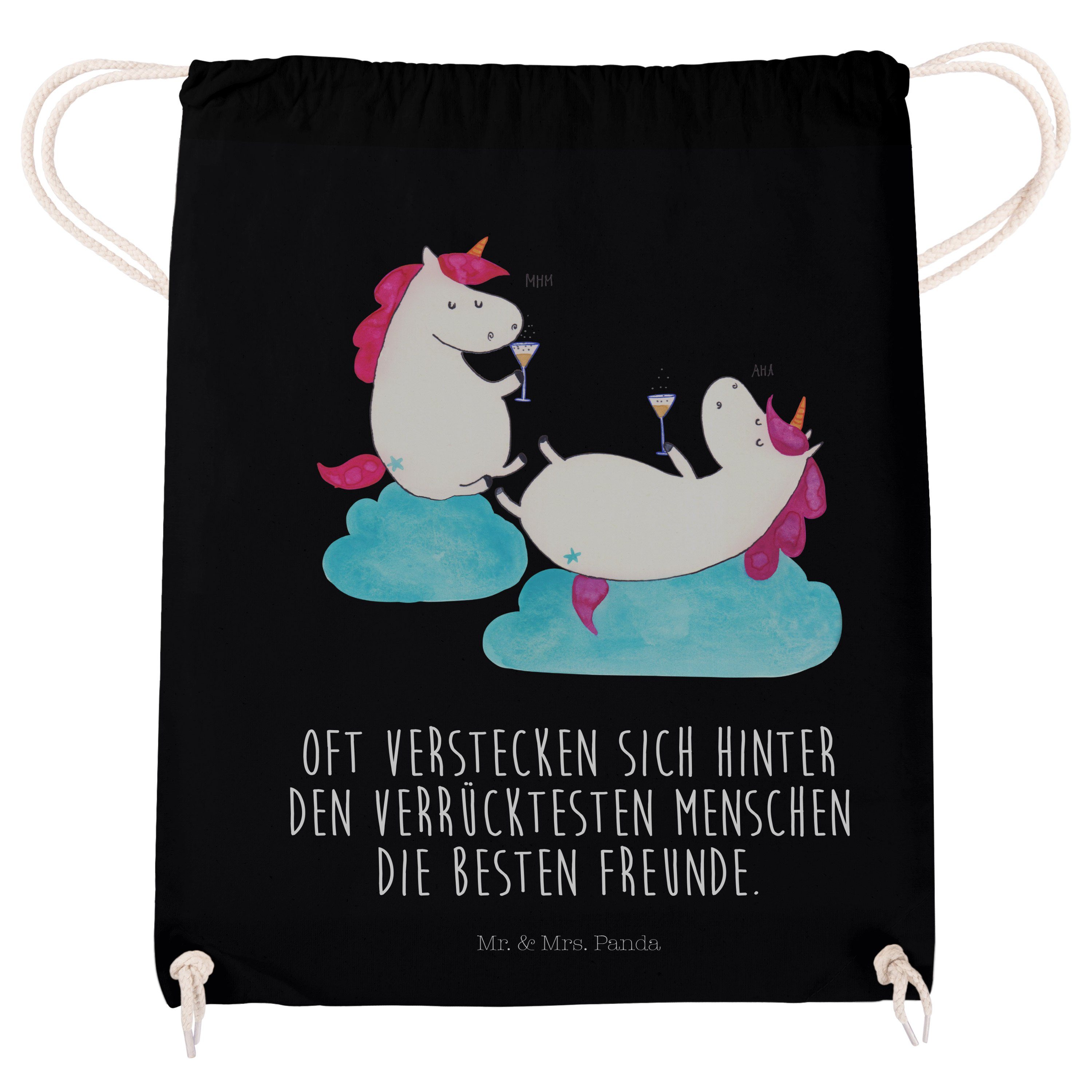 Damen Gepäck|Taschen & Rucksäcke Mr. & Mrs. Panda Sporttasche Einhörner Sekt - Schwarz - Einhorn, BFF, Unicorn, Beste, Turnbeute