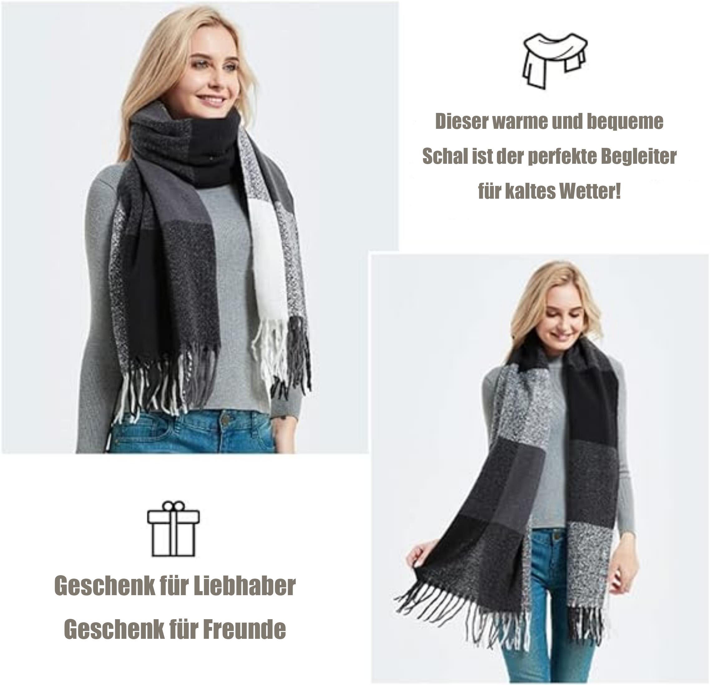 Coonoor Modeschal Karierter Damen Schal mit Fransen, im Oversize Look,für Herbst Winter, ideal für Herbst Winter – Bild 3 von 5