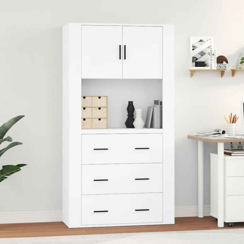 vidaXL Sideboard Highboard Weiß Holzwerkstoff (2 St)