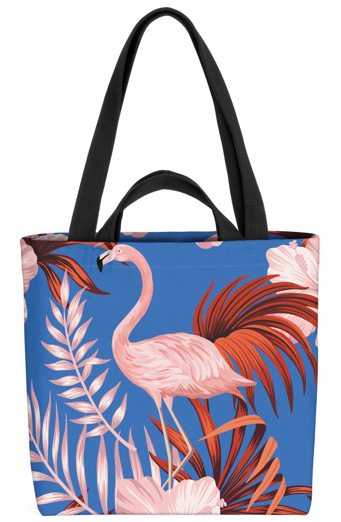 VOID Henkeltasche (1-tlg), Vintage Pink Flamingo Hibiskus Tropen-Wald Vogel Strauß Zoo Rosa Blumen
