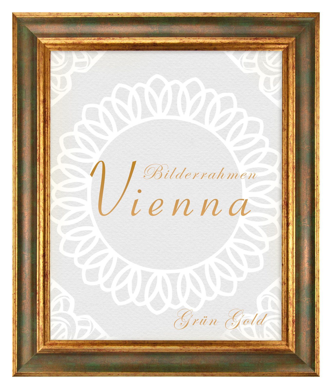Einzelrahmen Bilderrahmen Vienna, (1 Stück), 20x20 cm, Grün Gold, Holz