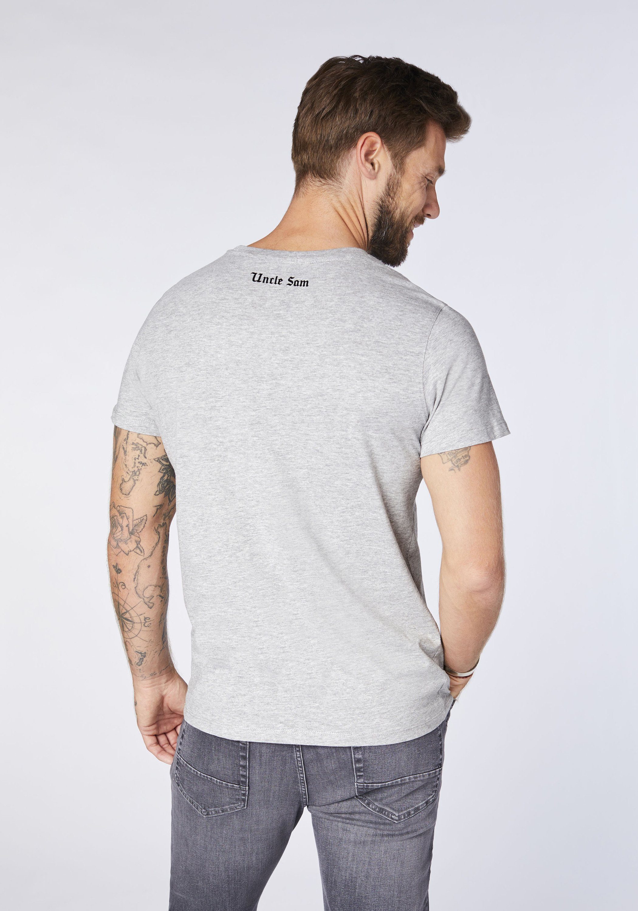 aus 17-4402M Baumwolle Sam Melange Uncle Print-Shirt Neutral Gray