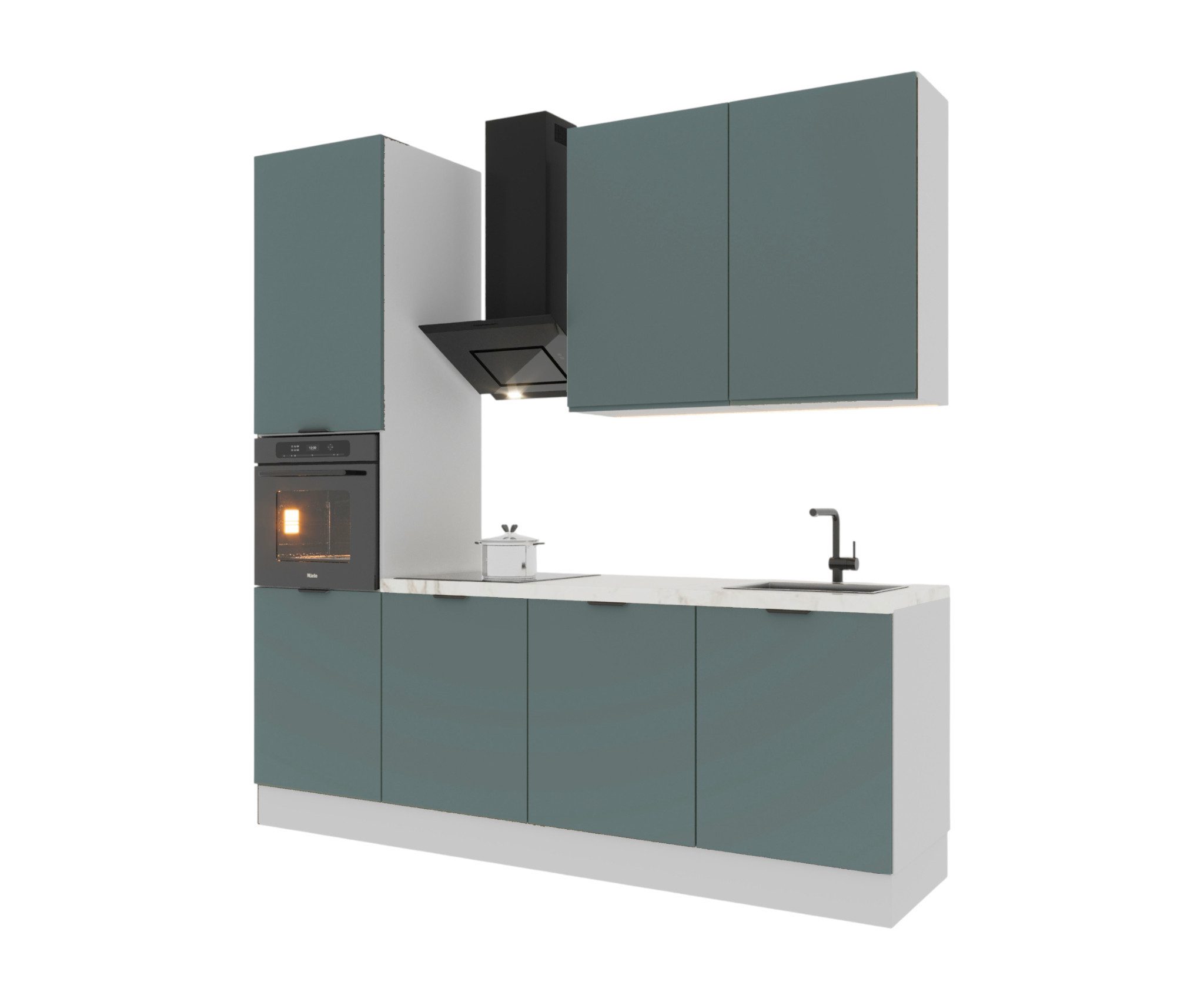 ROYAL24_MARKT Küchenzeile – KU-S21 – Sorento – Kompakte Moderne für jeden Raum, (Komplett Set), Premium – Elegant – Präzise