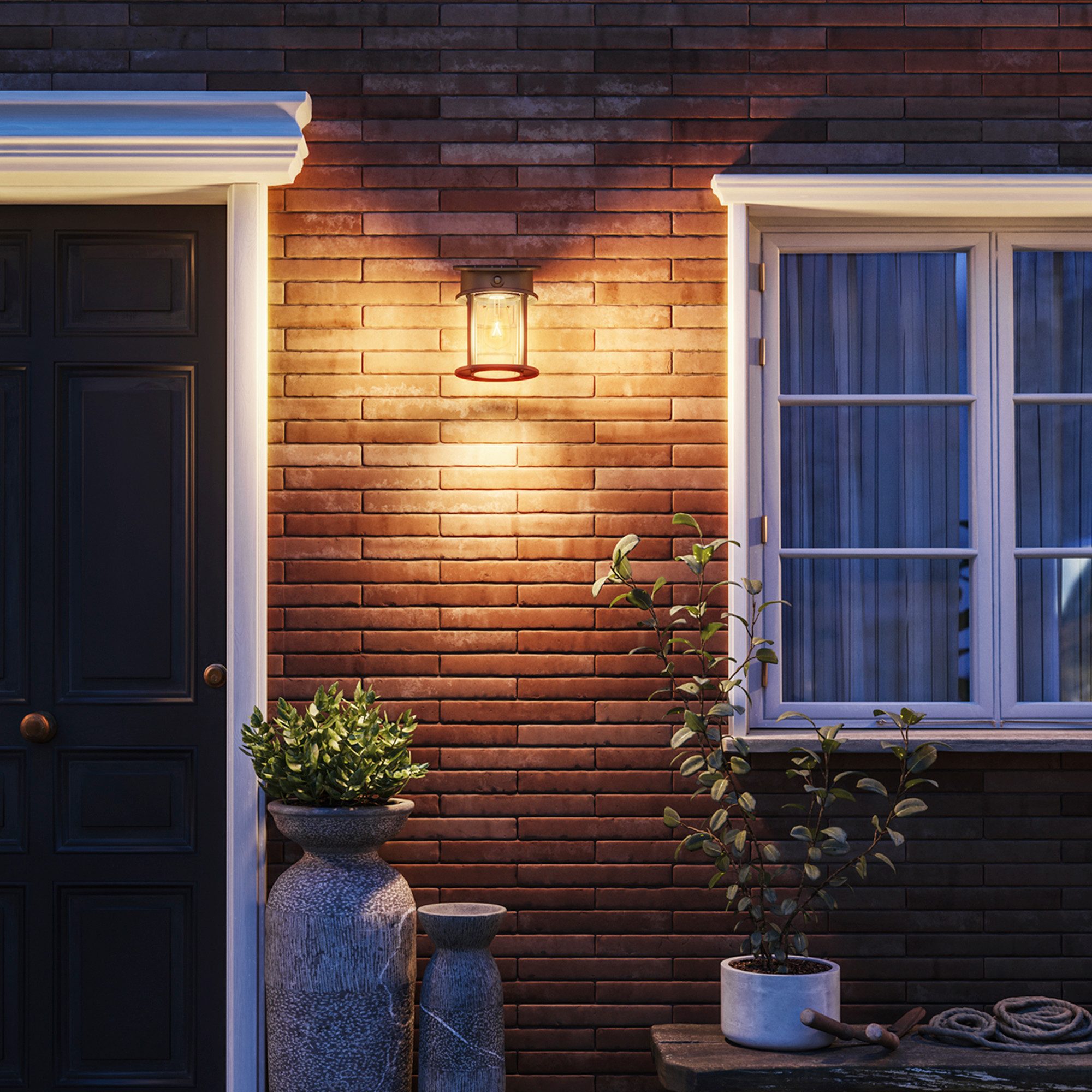 Philips LED Solarleuchte Outdoor Ultra-Efficient Geri, Speziallampe austauschbar,2700 K, 470 lm, Abschaltautomatik, Nachtlichtfunktion, Timerfunktion, LED wechselbar, Warmweiß