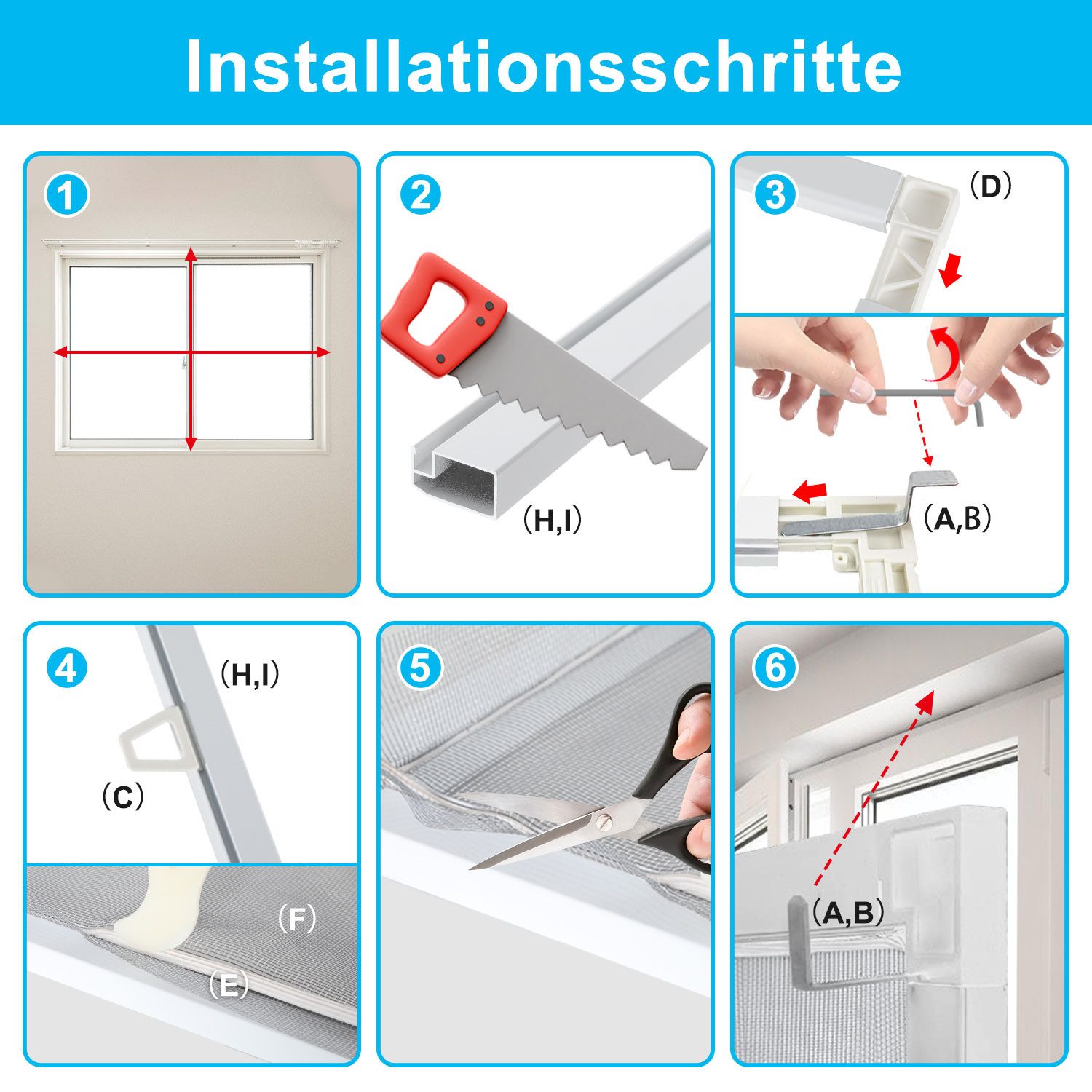 Clanmacy Insektenschutz-Fensterrahmen Fliegengitter Fenster Insektenschutz Moskitonetz Mückenschutz Gaze