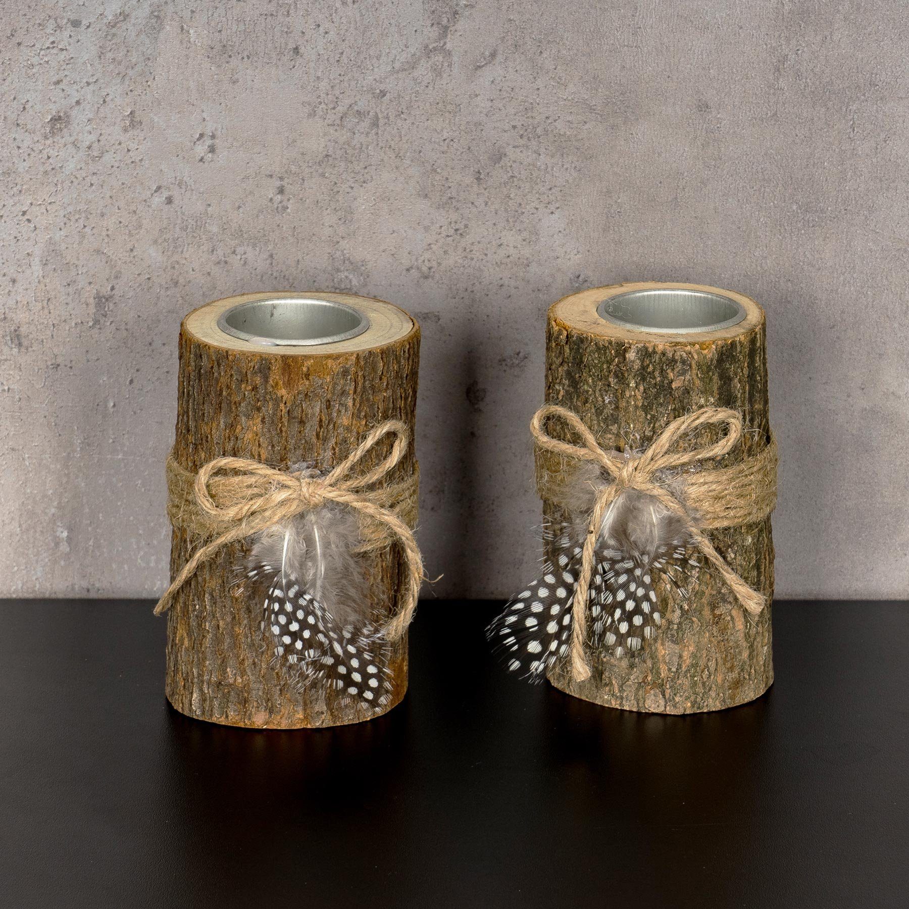 Levandeo® Teelichthalter, 2er Set Teelichthalter Holz je 12cm hoch Kerzenha günstig online kaufen