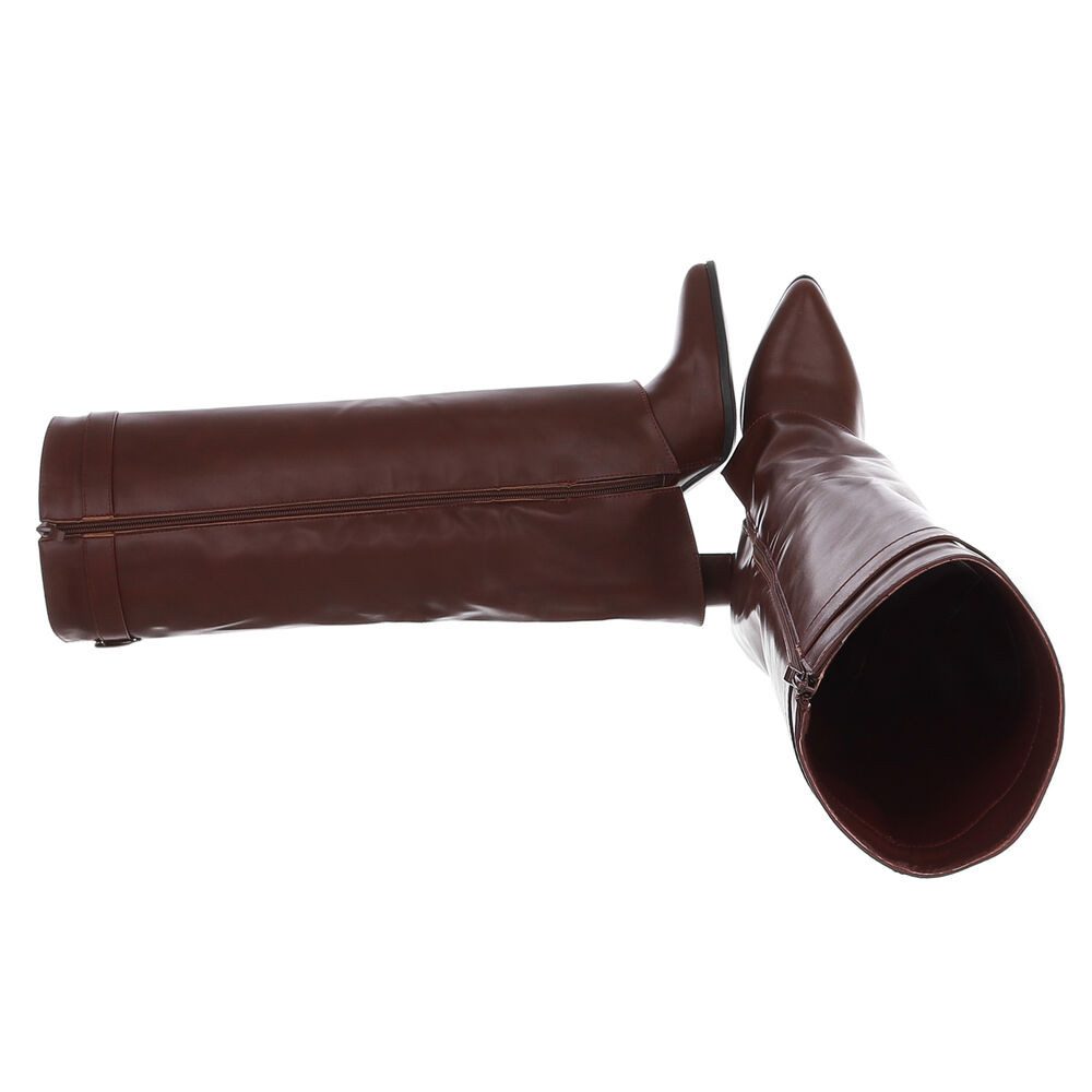 Ital-Design Elegante kniehohe Stiefelette mit Blockabsatz für Damen High-He günstig online kaufen