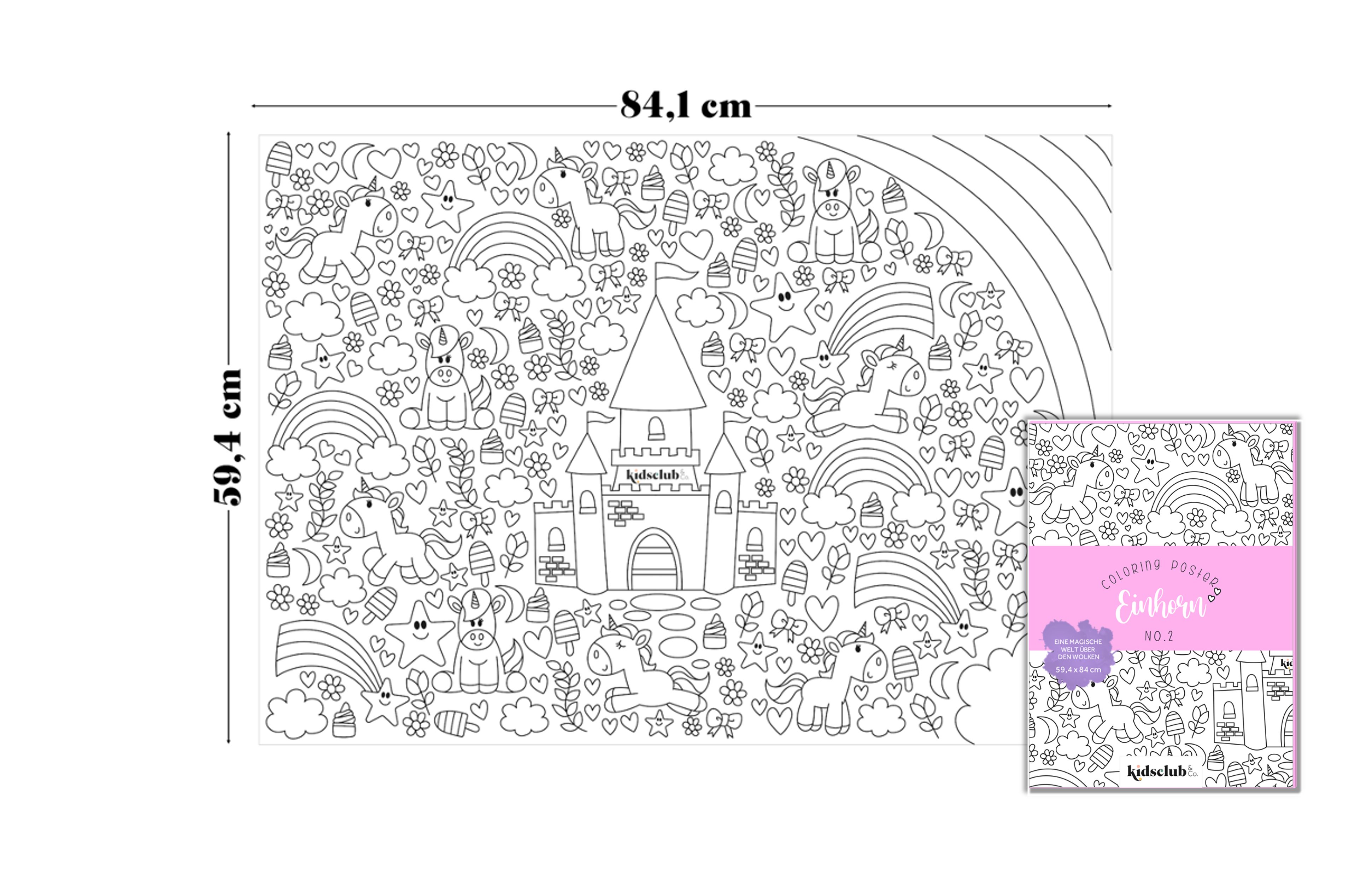 Kidsclub & Co. Malvorlage,  Ausmalposter "Einhorn" - Malen & Kreativität für Kinder