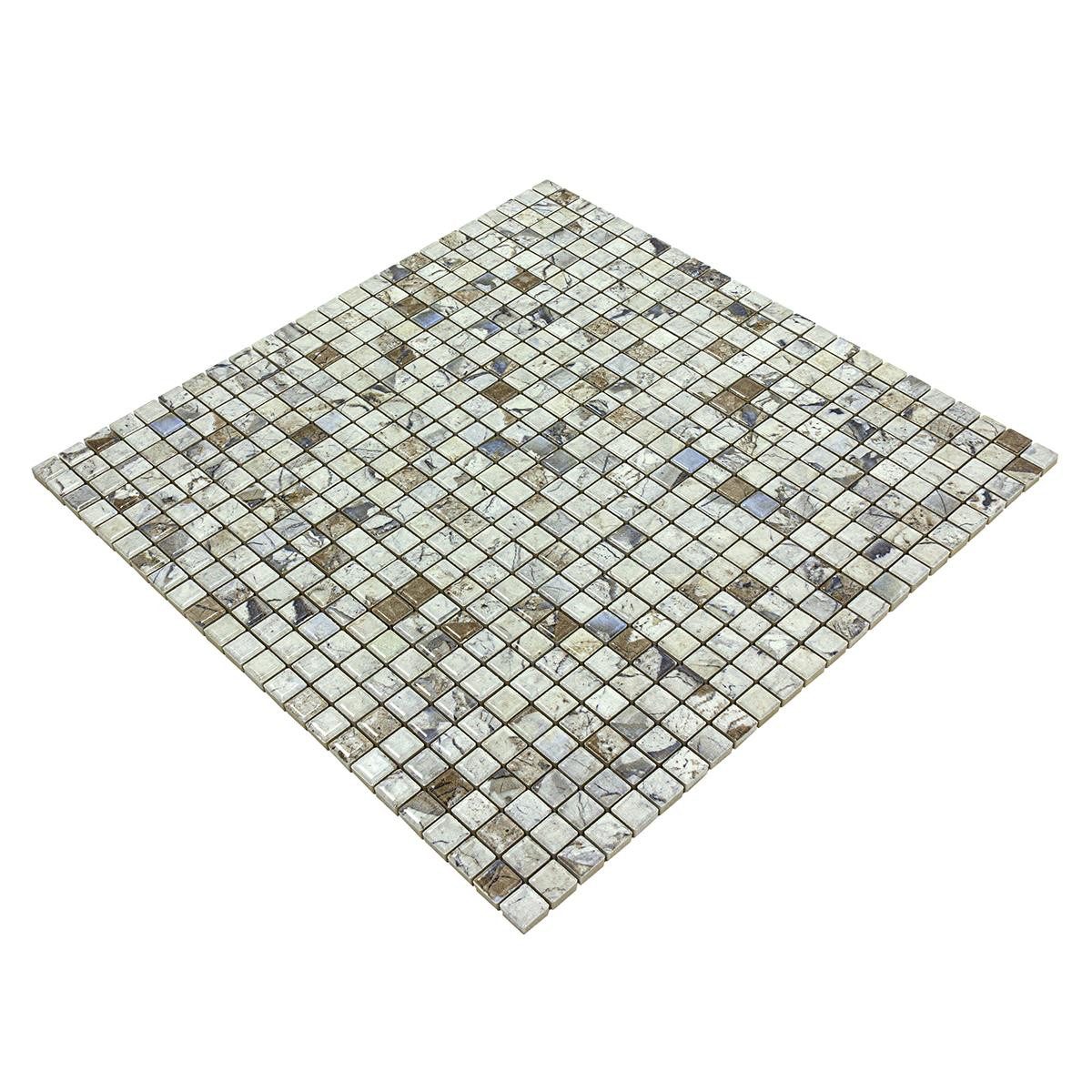 Mosafil Mosaikfliesen Keramikmosaik Fliesen Elysium Marmoroptik 12, Keramik 31.500x31.500, beige, Verlegefertig auf ein Netz geklebt - Frostsicher - Wasserfest -