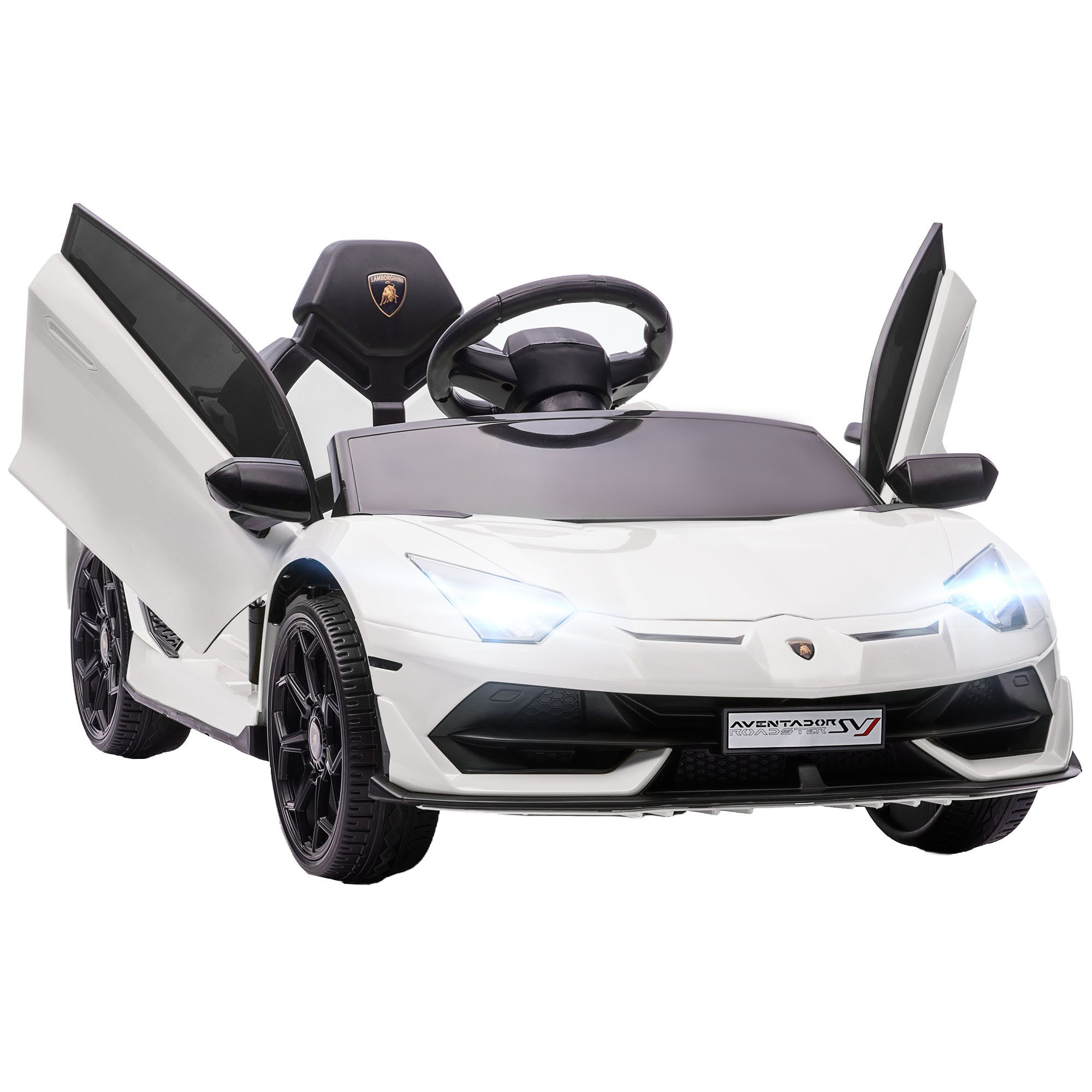 HOMCOM Elektro-Kinderauto 12V Kinderauto, Elektrofahrzeug mit 2,4G Fernbedienung, 2 Motor, Belastbarkeit 30 kg, (1-tlg), für 3-5 Jahre Kinder, 3-5 km,h, Weiß