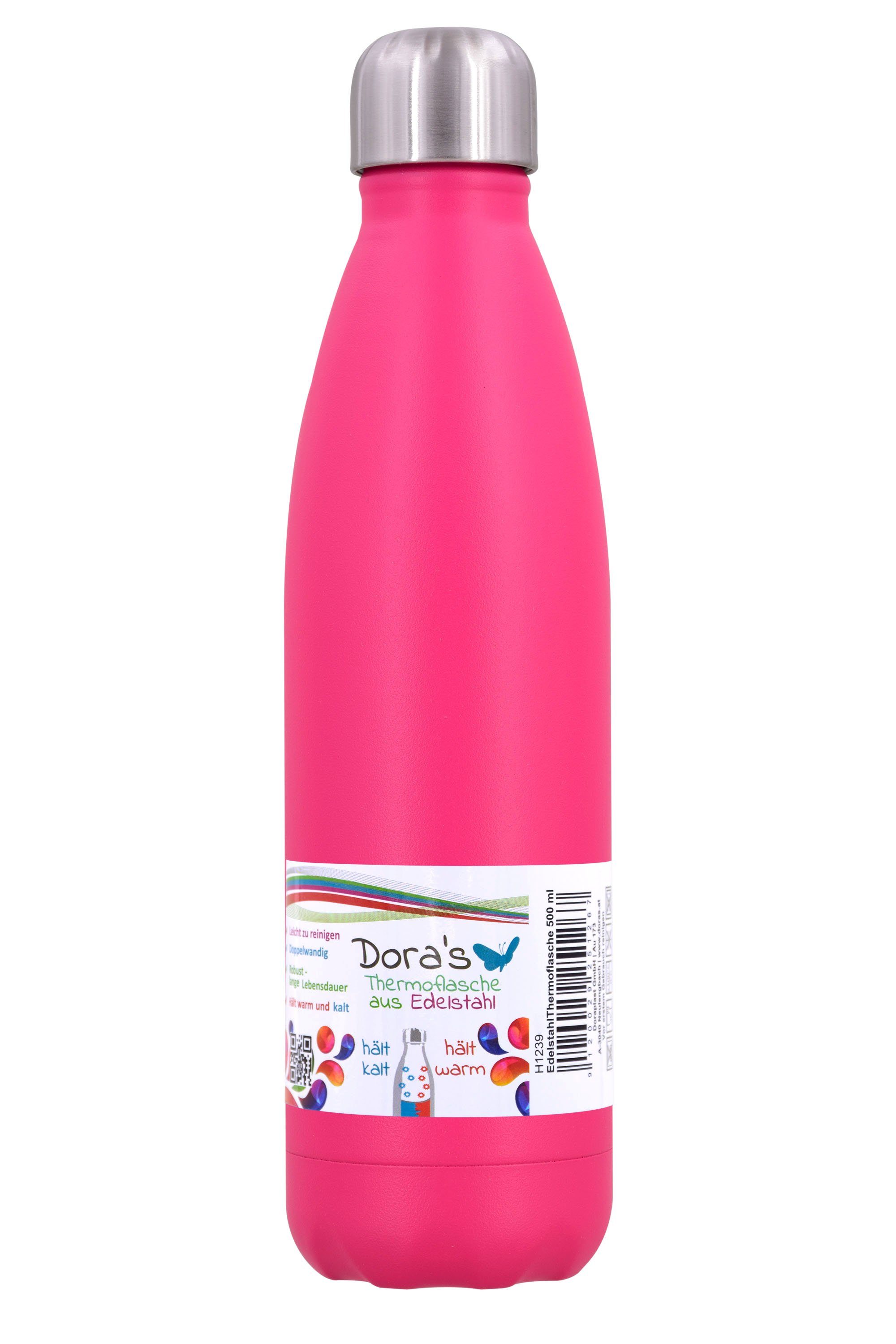 Dora's Trinkflasche Edelstahl Thermoflasche pink 500ml
