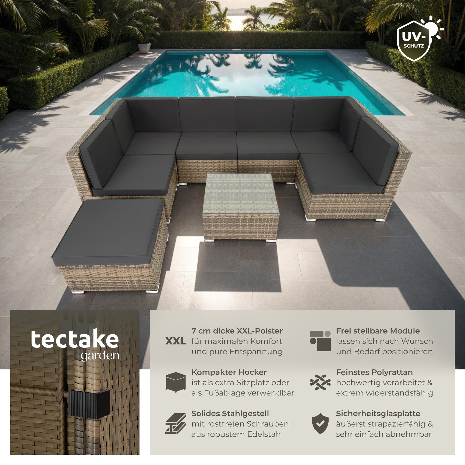 tectake Loungeset Rattan Lounge, (Set., 8-tlg), günstig online kaufen