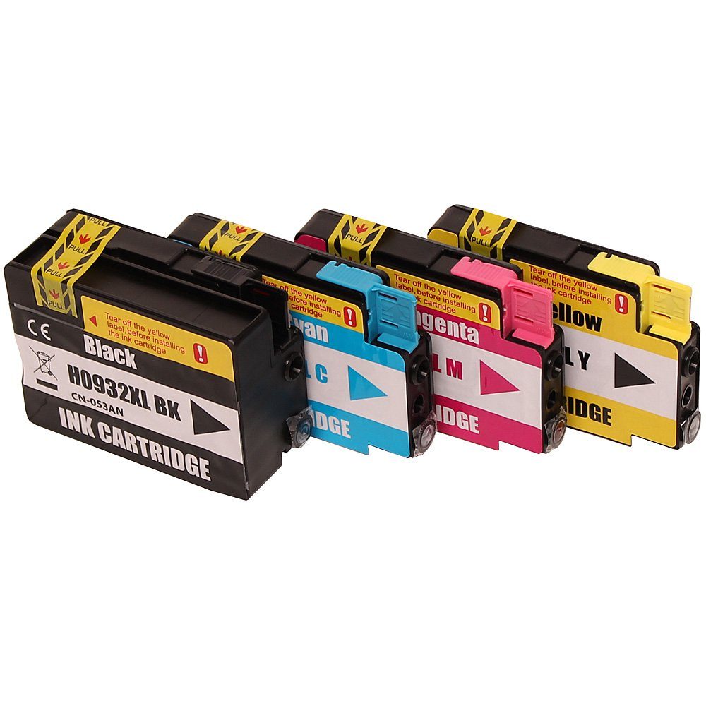 Colori Tintenpatrone (Kompatibles Set 4x Druckerpatrone für HP 932XL 933XL OfficeJet 6100, All-in-One 6700 Premium 7110 wide format 7510 WF 7600 Series 7610 7612)