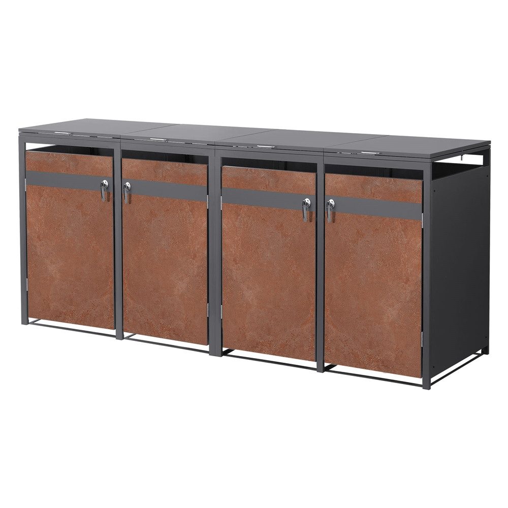 ML-DESIGN Mülltonnenbox Müllbox aus Stahl wetterfeste Mülltonnen Verkleidung Mülltonnengarage, Mülltonnencontainer mit Klappdeckel/Tür für 4 Tonne 120 oder 240 Liter