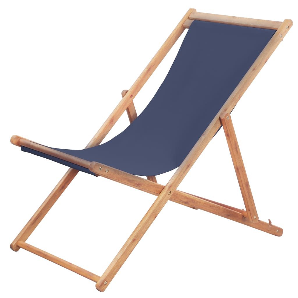 furnicato Klappstuhl Strandstuhl aus Massivholz Blau 60x98,5-106x74-90 cm verstellbar (1 St)