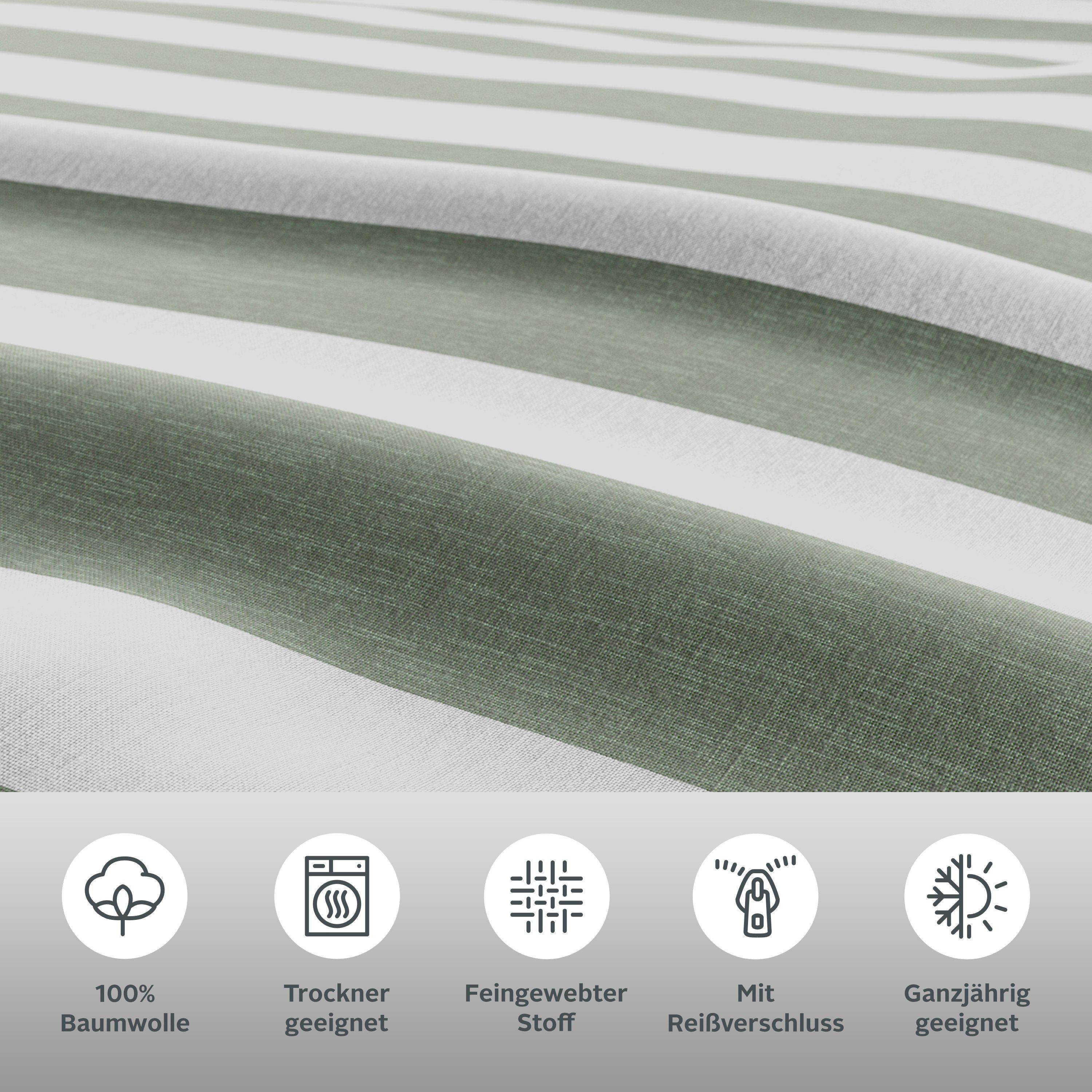 OTTO home Wendebettwäsche Big Stripe, Renforcé (Bio-Baumwolle), 2 teilig, 100% GOTS Baumwolle, ab Größe 135x200 cm